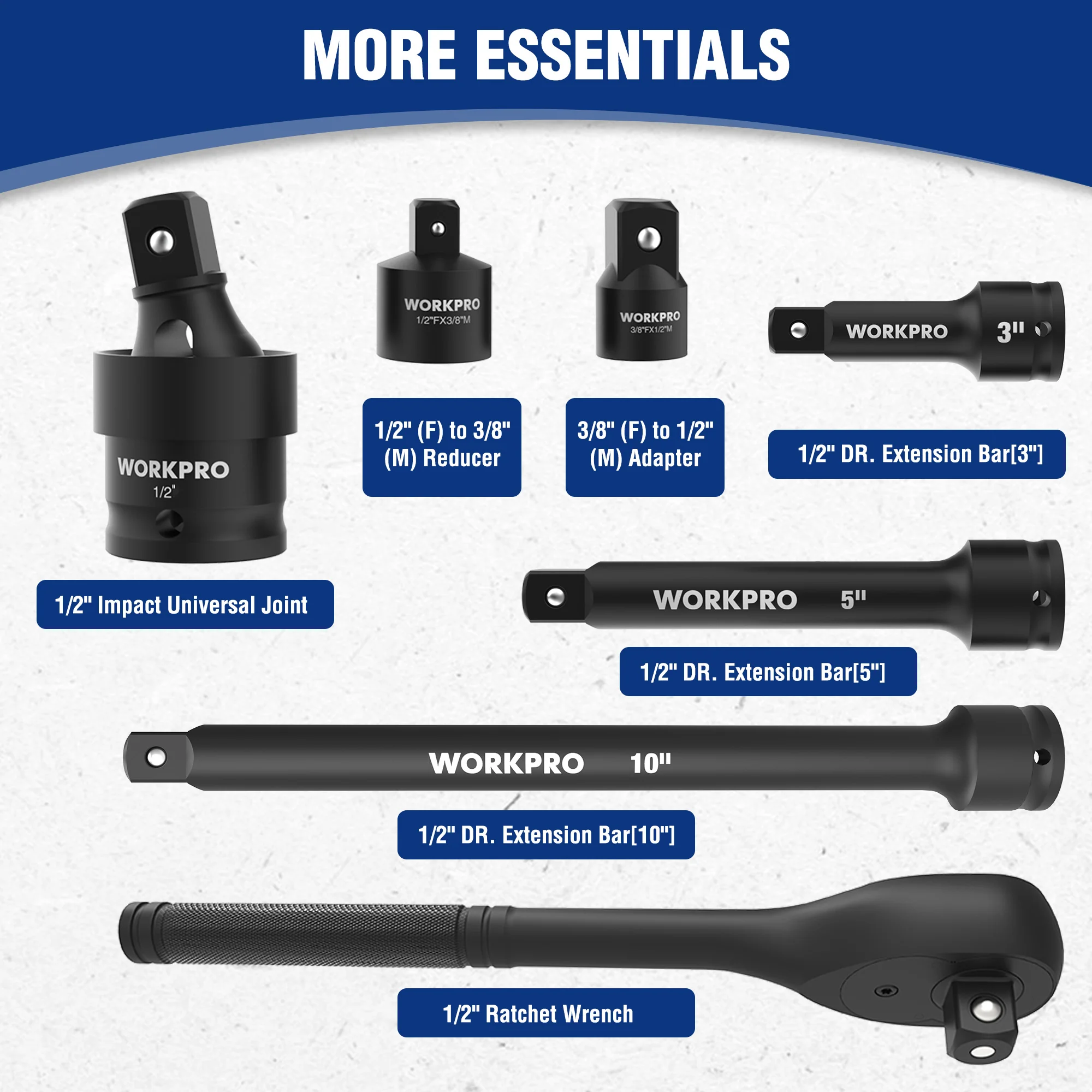 WORKPRO 65PCS 1/2” Drive Impact Socket Set,  SAE&Metric Deep & Shallow Kit - Image 3