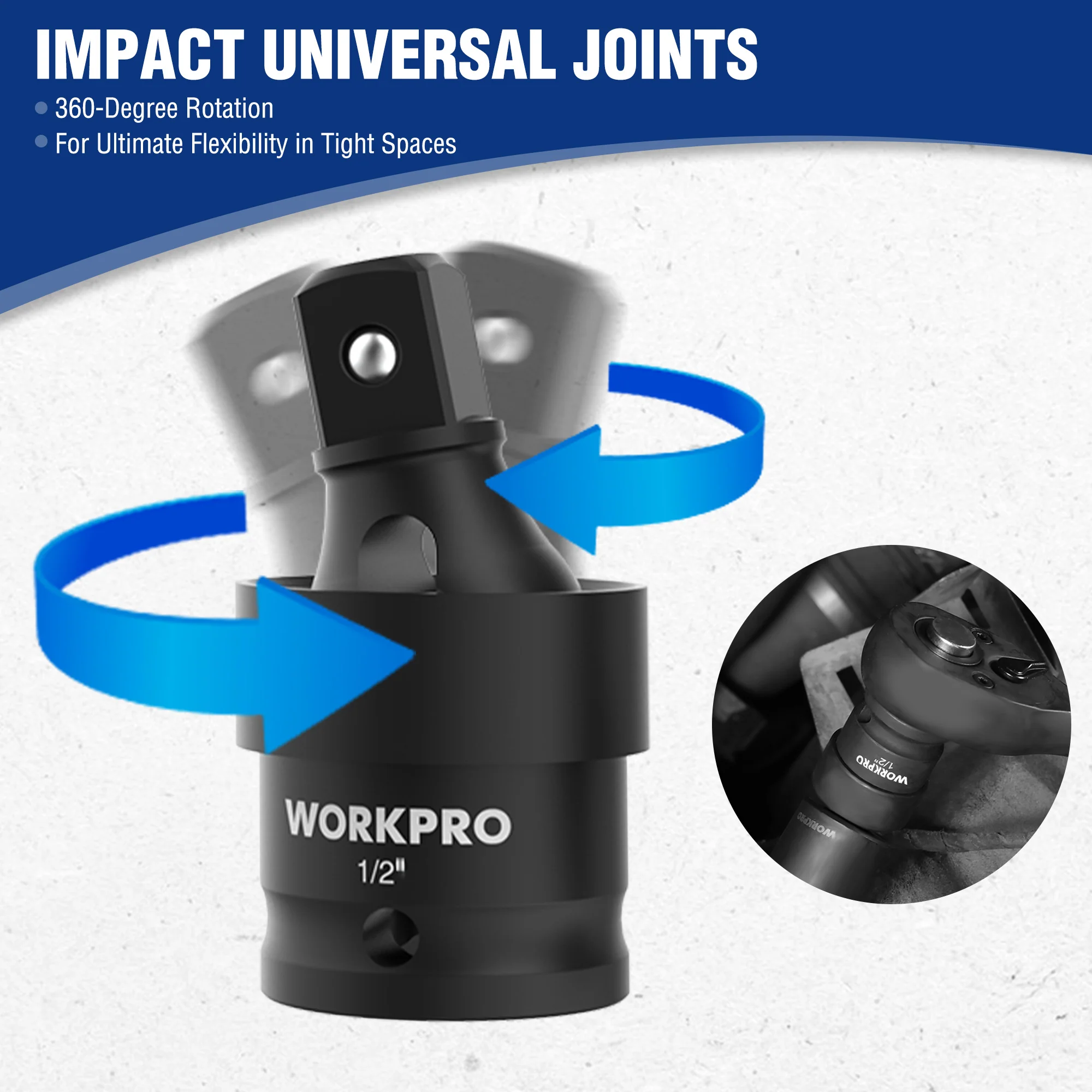 WORKPRO 65PCS 1/2” Drive Impact Socket Set,  SAE&Metric Deep & Shallow Kit - Image 4