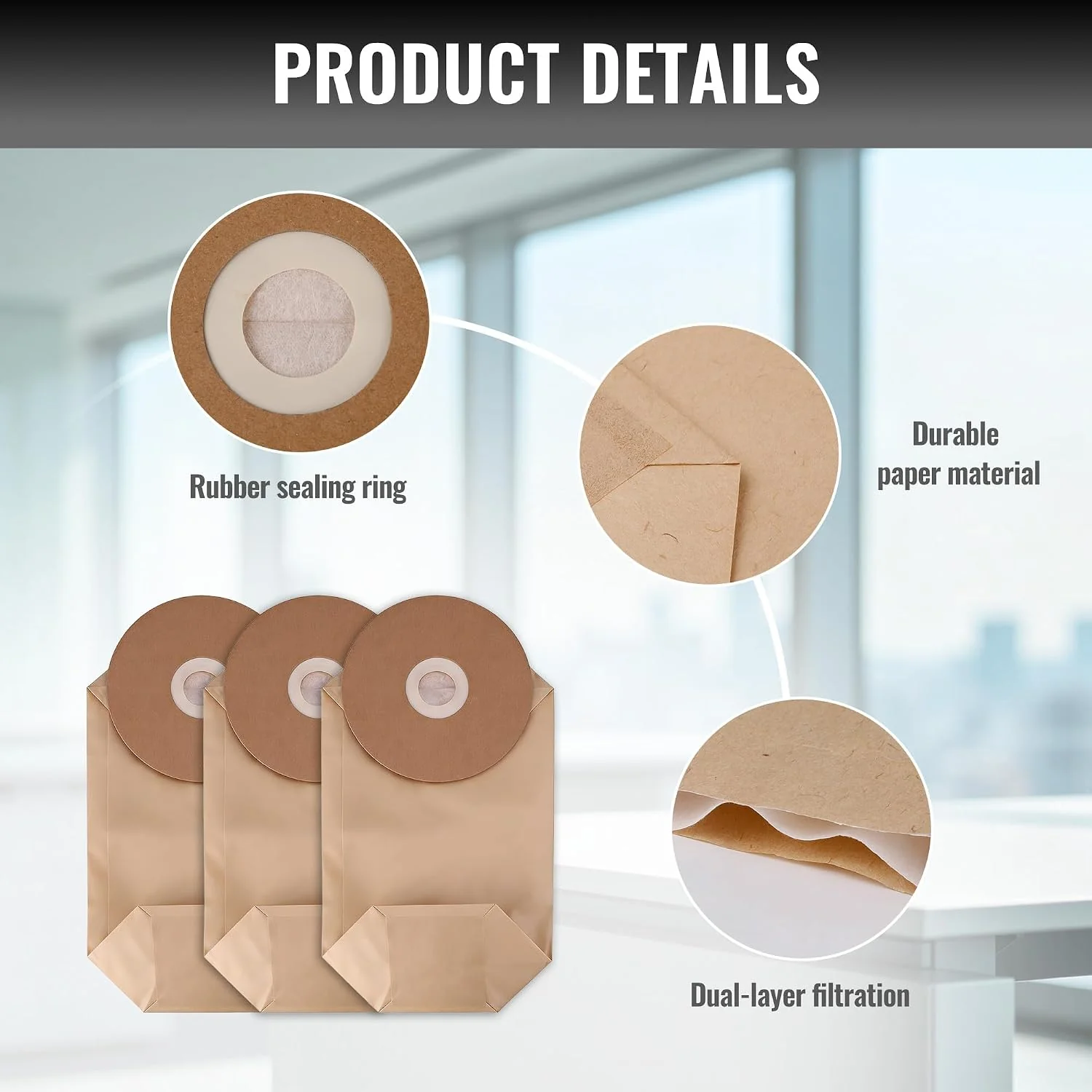 WORKPRO 6PCS Replacement Dust Collection Bags, Compatible With WORKPRO Backpack Vacuum Cleaner (W125417AE) - Image 5