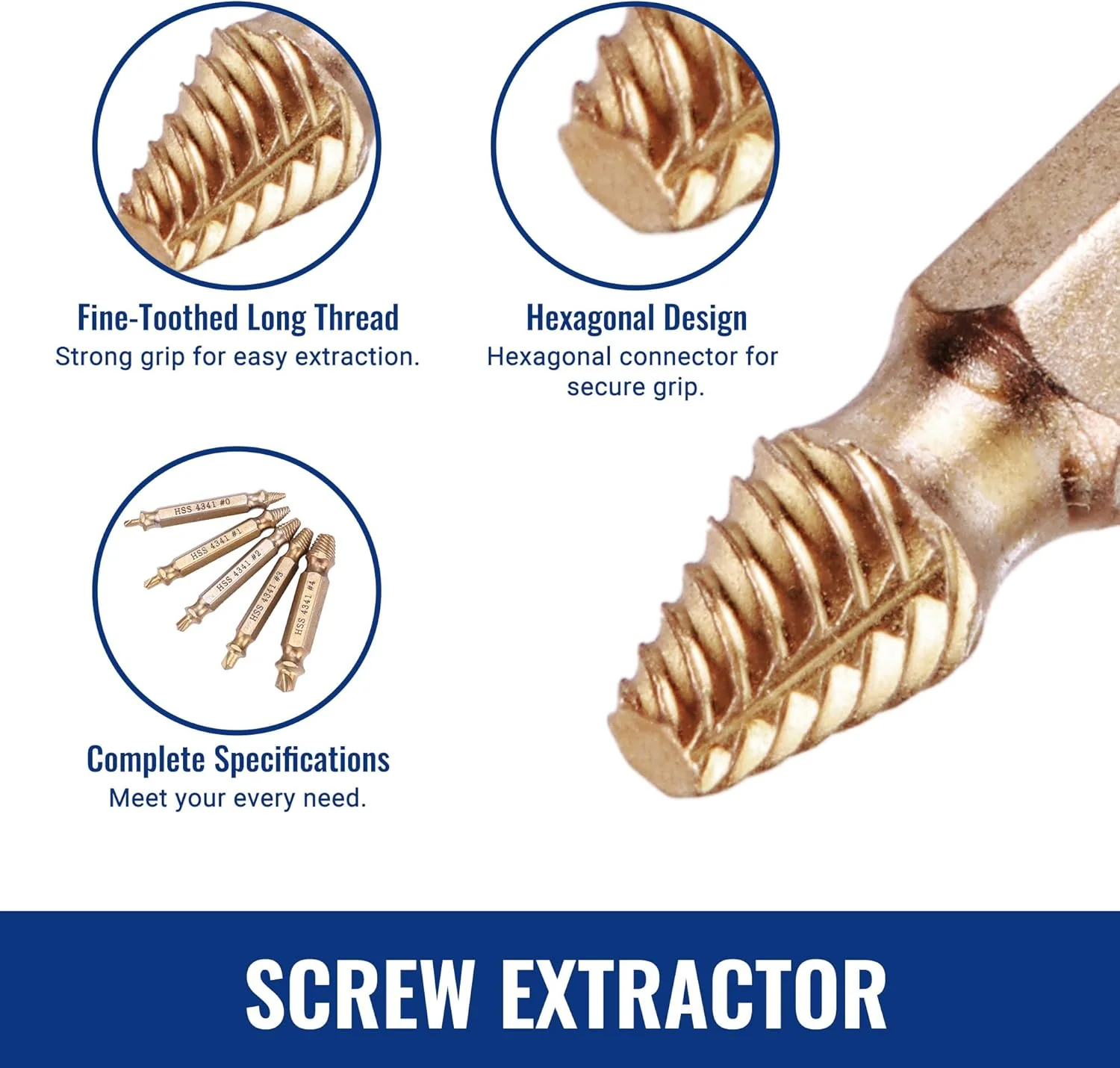WORKPRO 6PCS Stripped Screw Extractor Set, Titanium Coated Broken Bolt Extractor Kit, Easy Out Damaged Screw Removal Tools, 4341 HSS Reverse Drill Bits with Portable Case - Image 7
