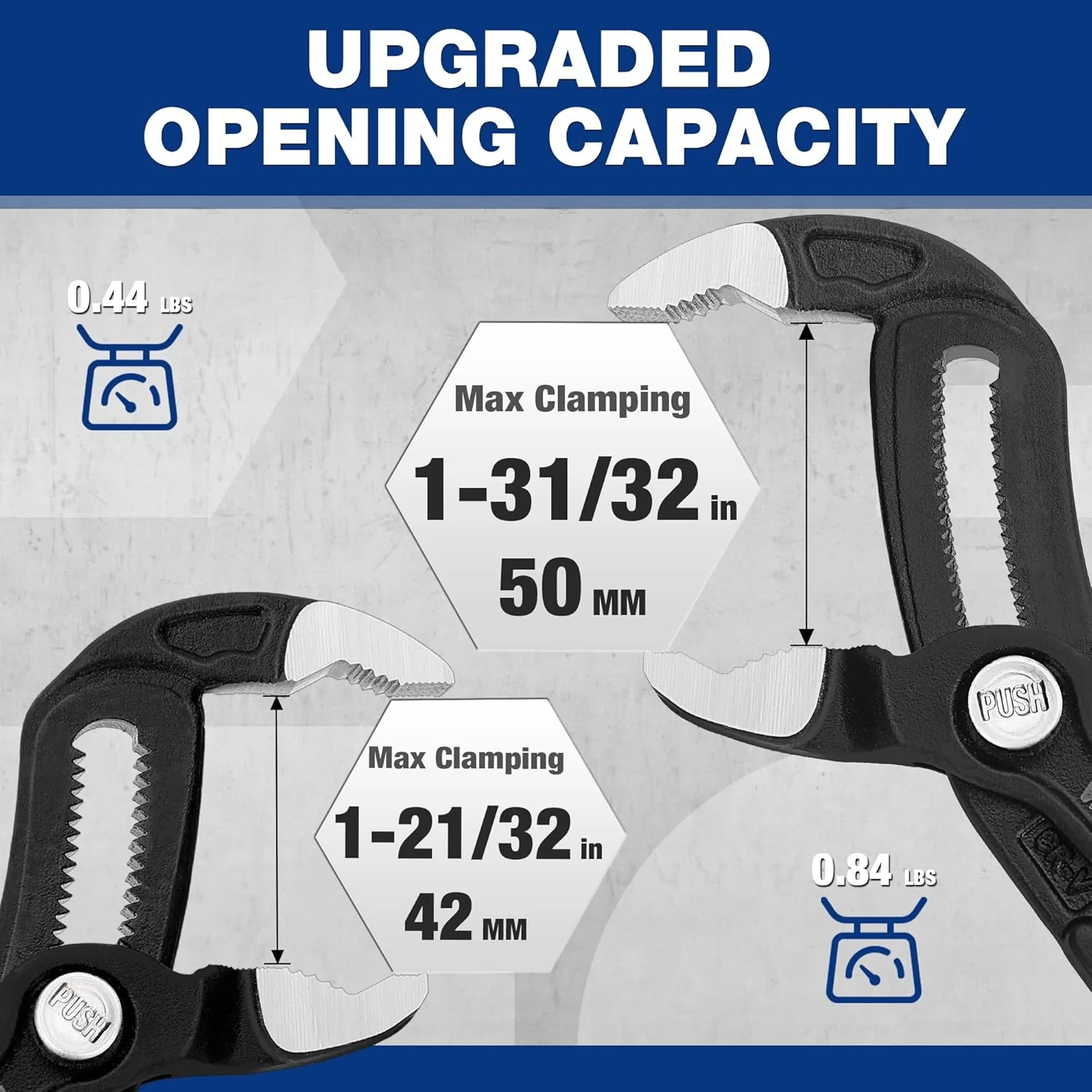 WORKPRO 7" & 10" Water Pump Pliers Set, V-Jaw Quick Adjustable Groove Joint Pliers, CR-V Tongue and Groove Pliers for Home & Industrial Repair, Push-Lock, Soft Grip, Upgraded Wide Opening - Image 2