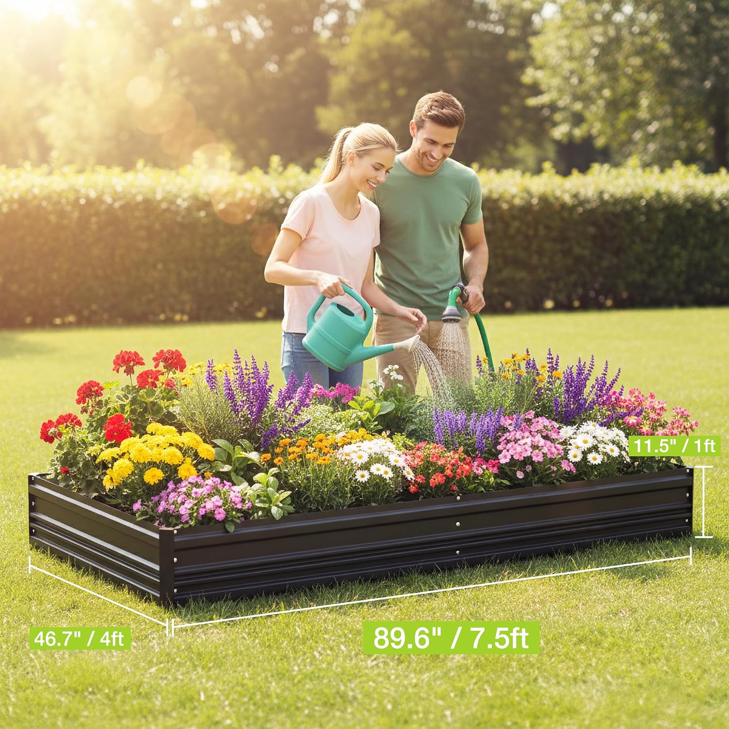 WORKPRO 7.5x4x1ft Outdoor Galvanized Metal Raised Garden Bed, Black, 2PK - Image 4