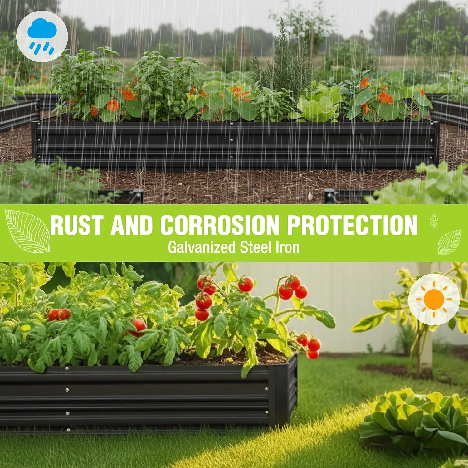 WORKPRO 7.5x4x1ft Outdoor Galvanized Metal Raised Garden Bed, Black, 2PK - Image 5