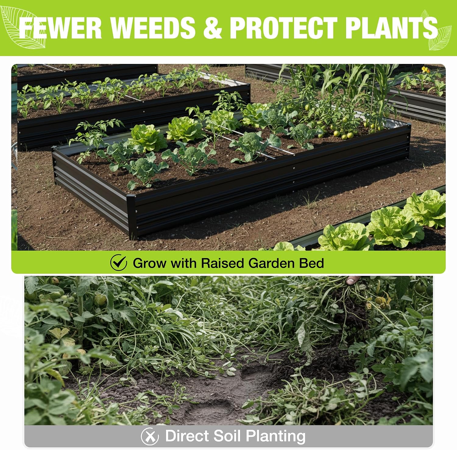 WORKPRO 7.5x4x1ft Outdoor Galvanized Metal Raised Garden Bed, Black, 2PK - Image 9