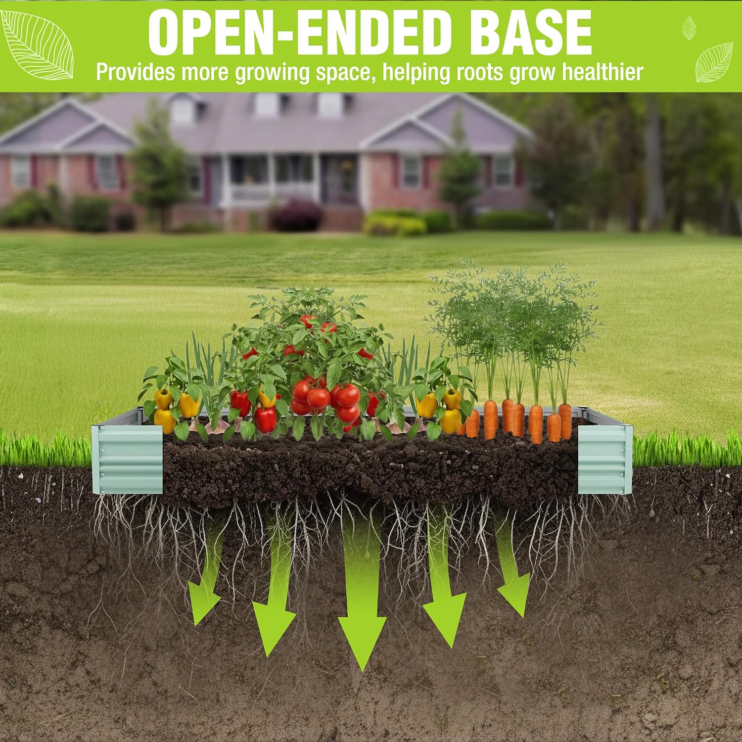 WORKPRO 7.5x4x1ft Outdoor Galvanized Metal Raised Garden Bed, Green, 2PK - Image 2