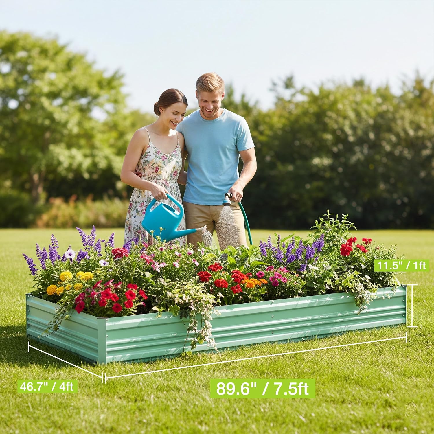 WORKPRO 7.5x4x1ft Outdoor Galvanized Metal Raised Garden Bed, Green, 2PK - Image 4