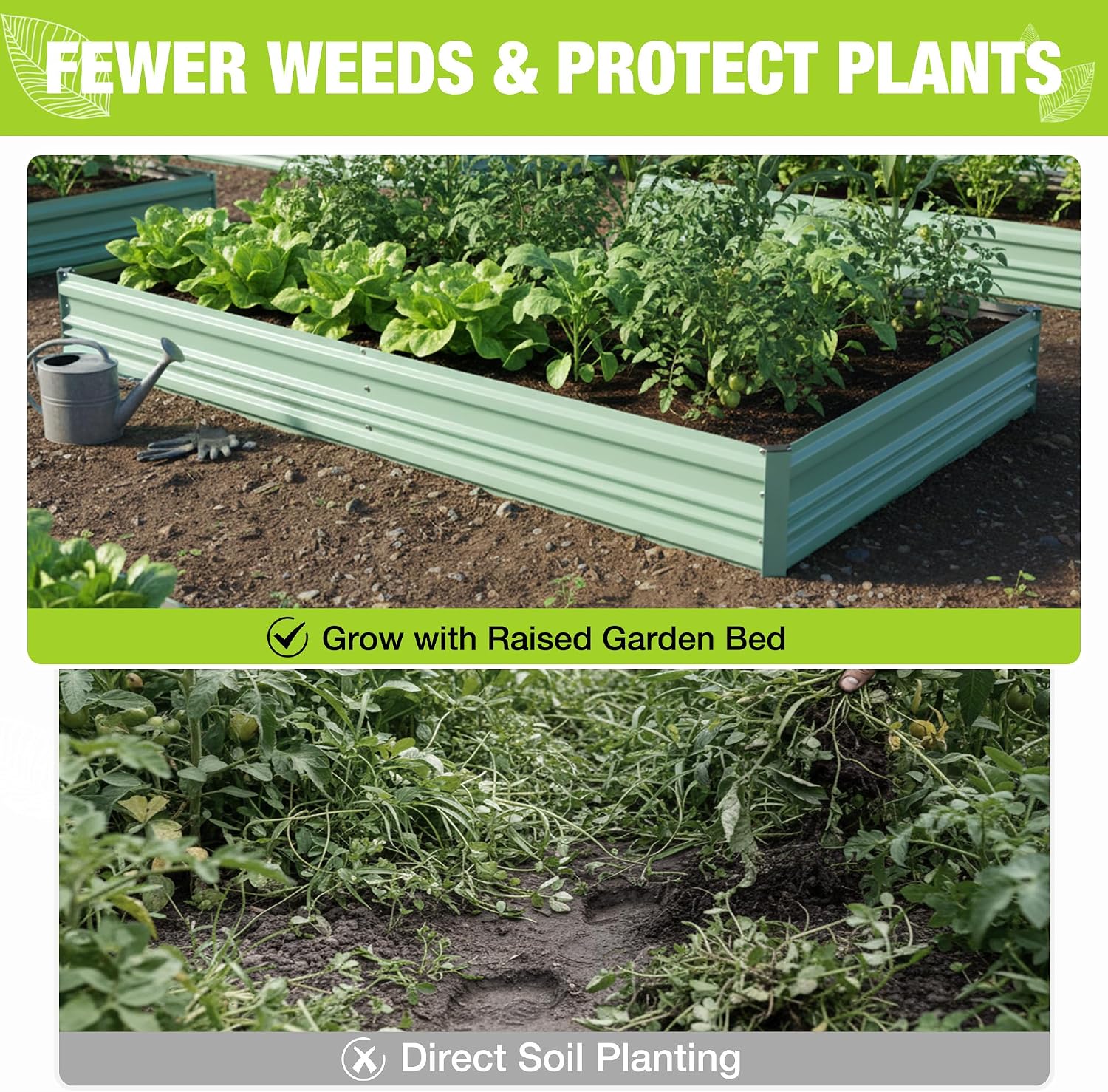 WORKPRO 7.5x4x1ft Outdoor Galvanized Metal Raised Garden Bed, Green, 2PK - Image 5