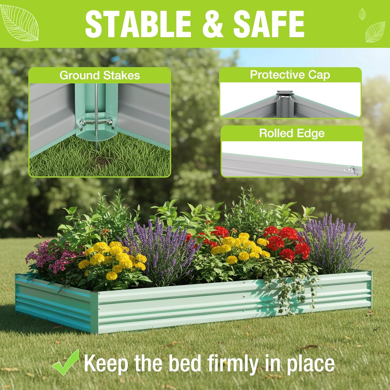 WORKPRO 7.5x4x1ft Outdoor Galvanized Metal Raised Garden Bed, Green, 2PK - Image 6
