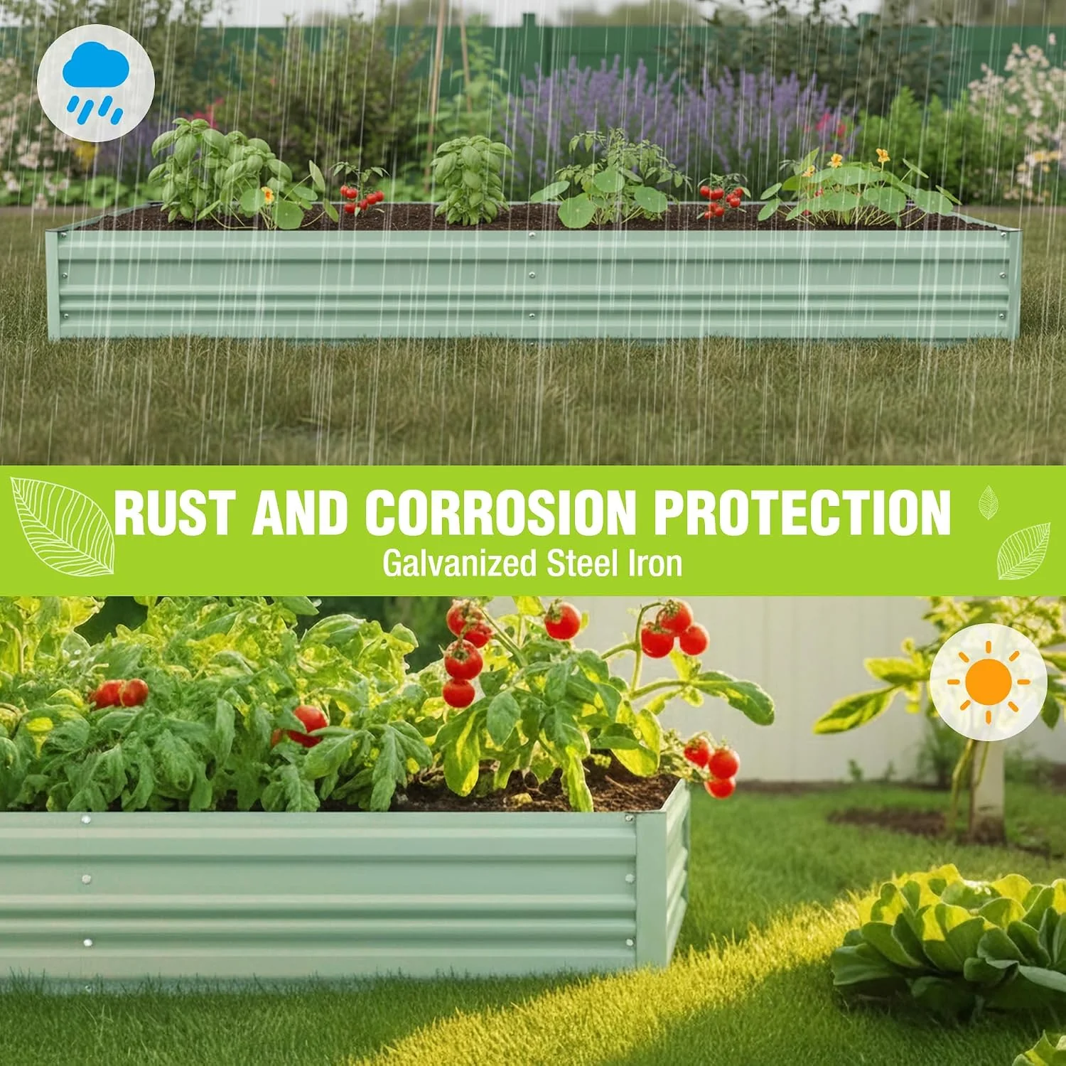 WORKPRO 7.5x4x1ft Outdoor Galvanized Metal Raised Garden Bed, Green, 2PK - Image 8