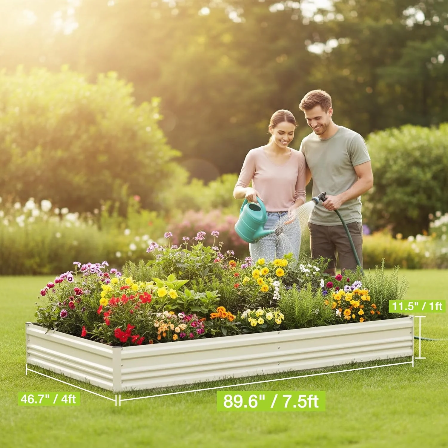 WORKPRO 7.5x4x1ft Outdoor Galvanized Metal Raised Garden Bed, White, 2PK - Image 4