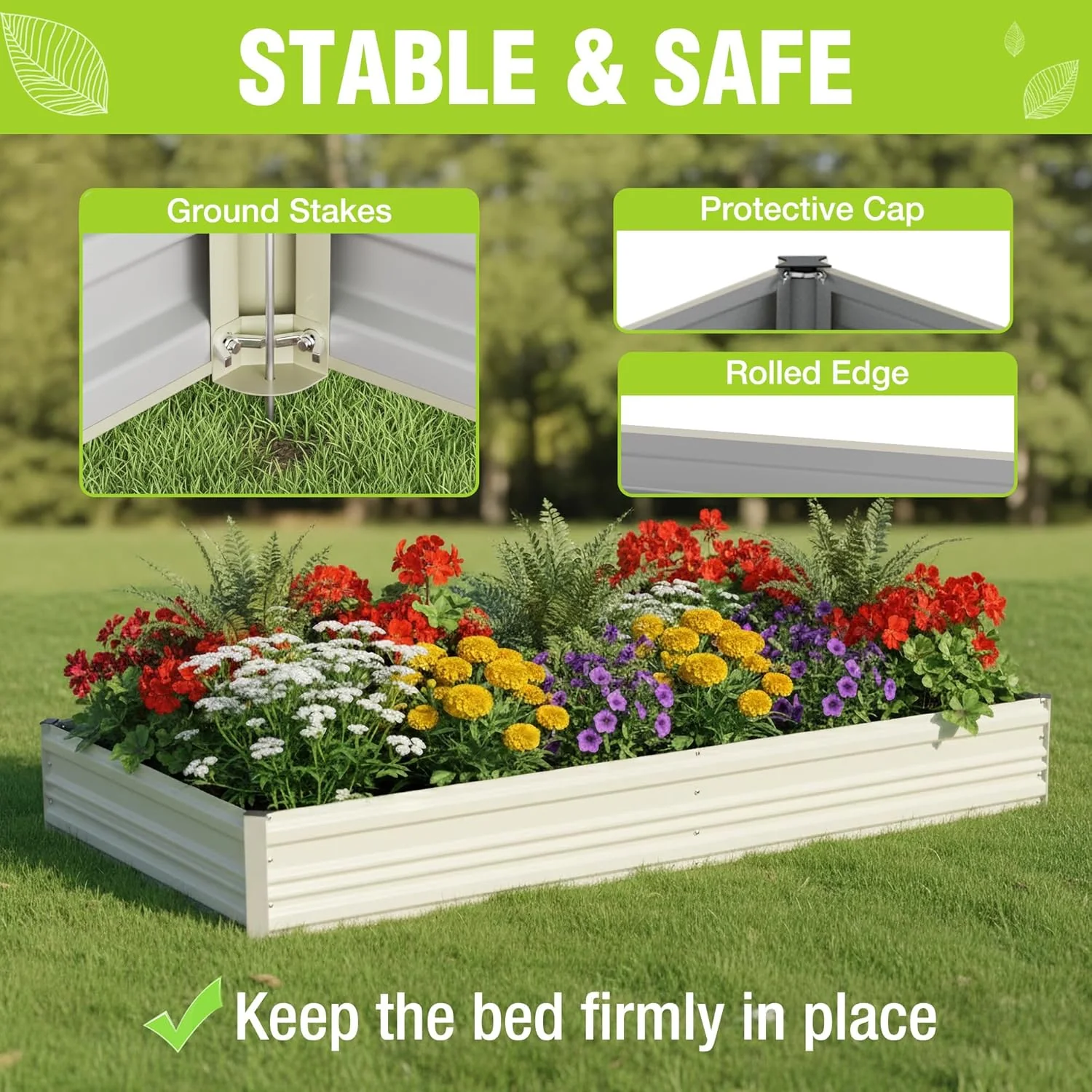 WORKPRO 7.5x4x1ft Outdoor Galvanized Metal Raised Garden Bed, White, 2PK - Image 5