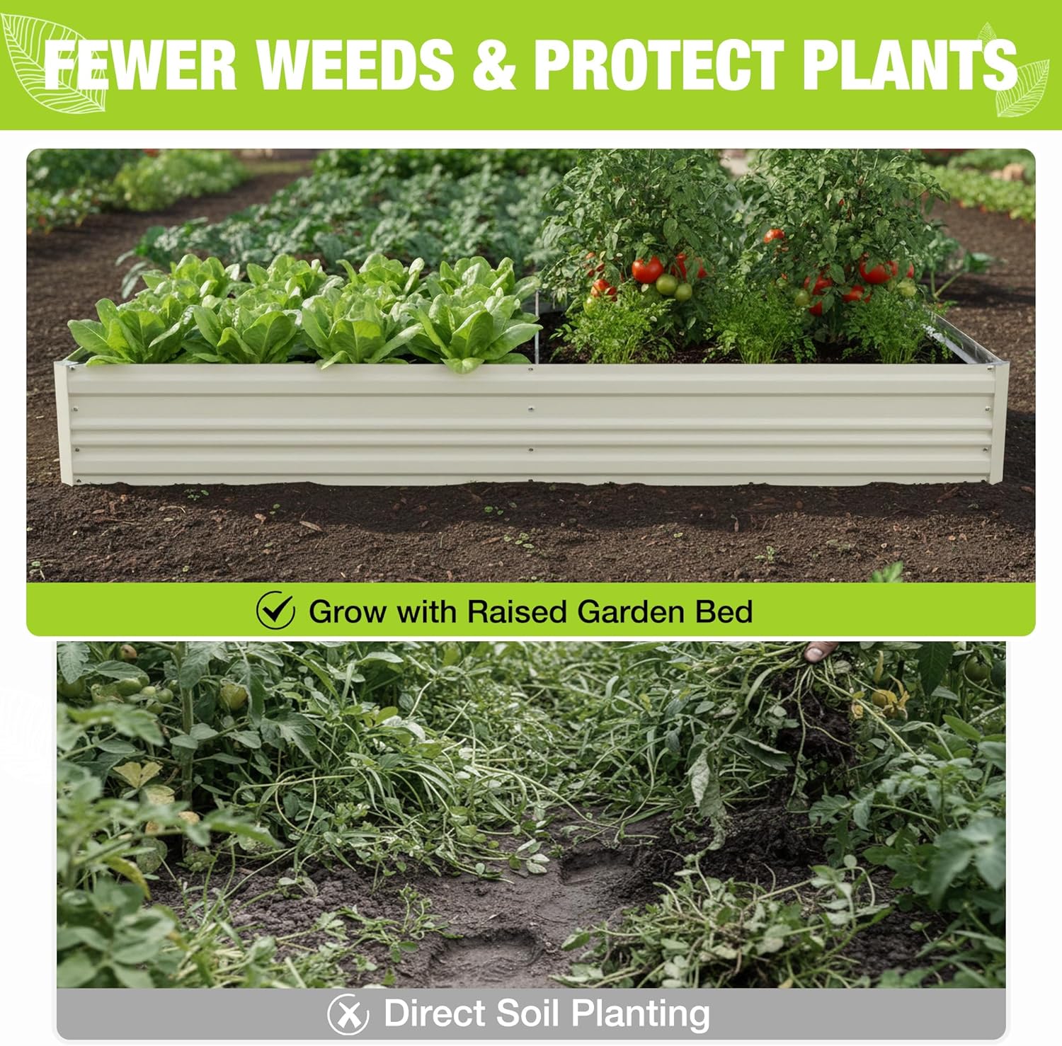 WORKPRO 7.5x4x1ft Outdoor Galvanized Metal Raised Garden Bed, White, 2PK - Image 6