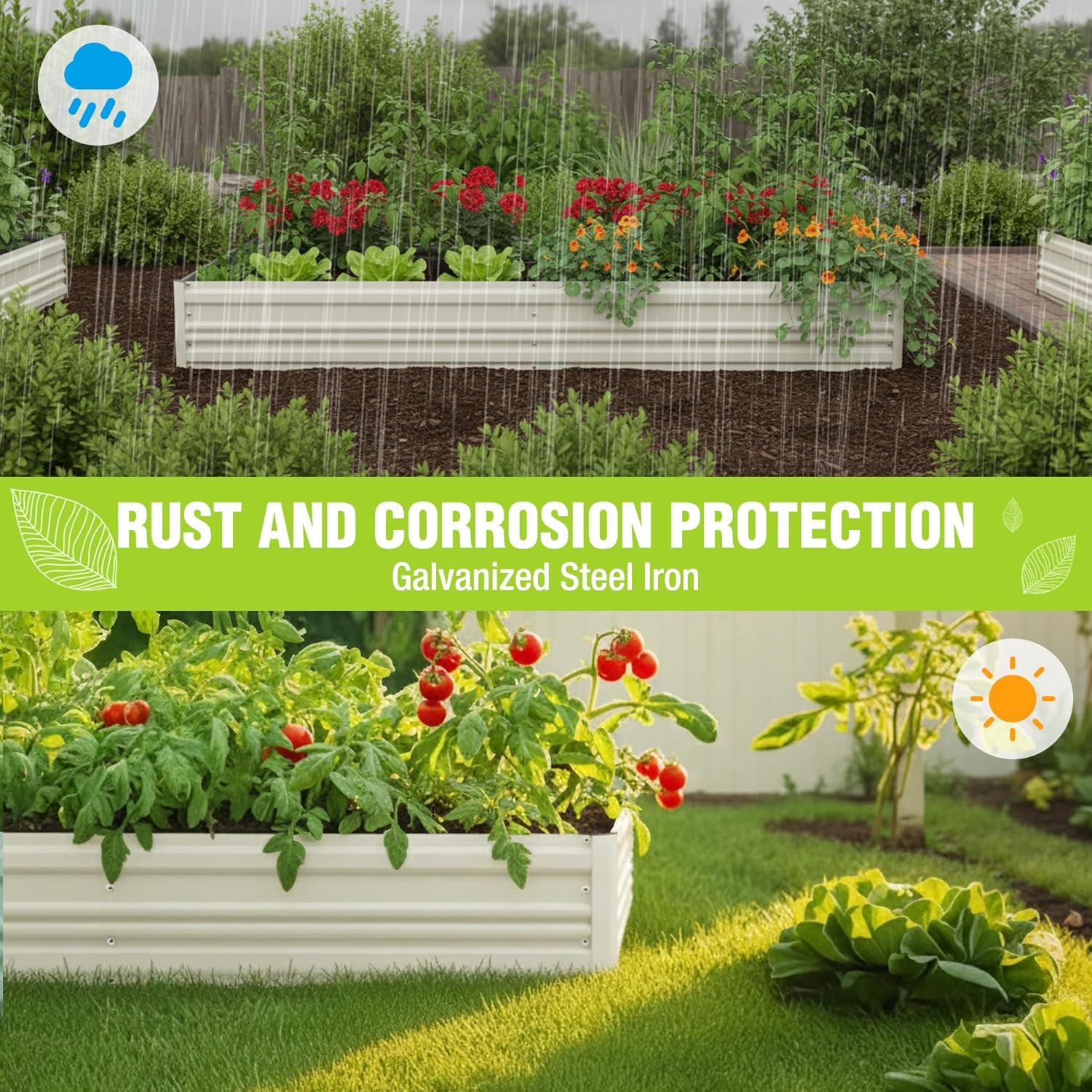 WORKPRO 7.5x4x1ft Outdoor Galvanized Metal Raised Garden Bed, White, 2PK - Image 8