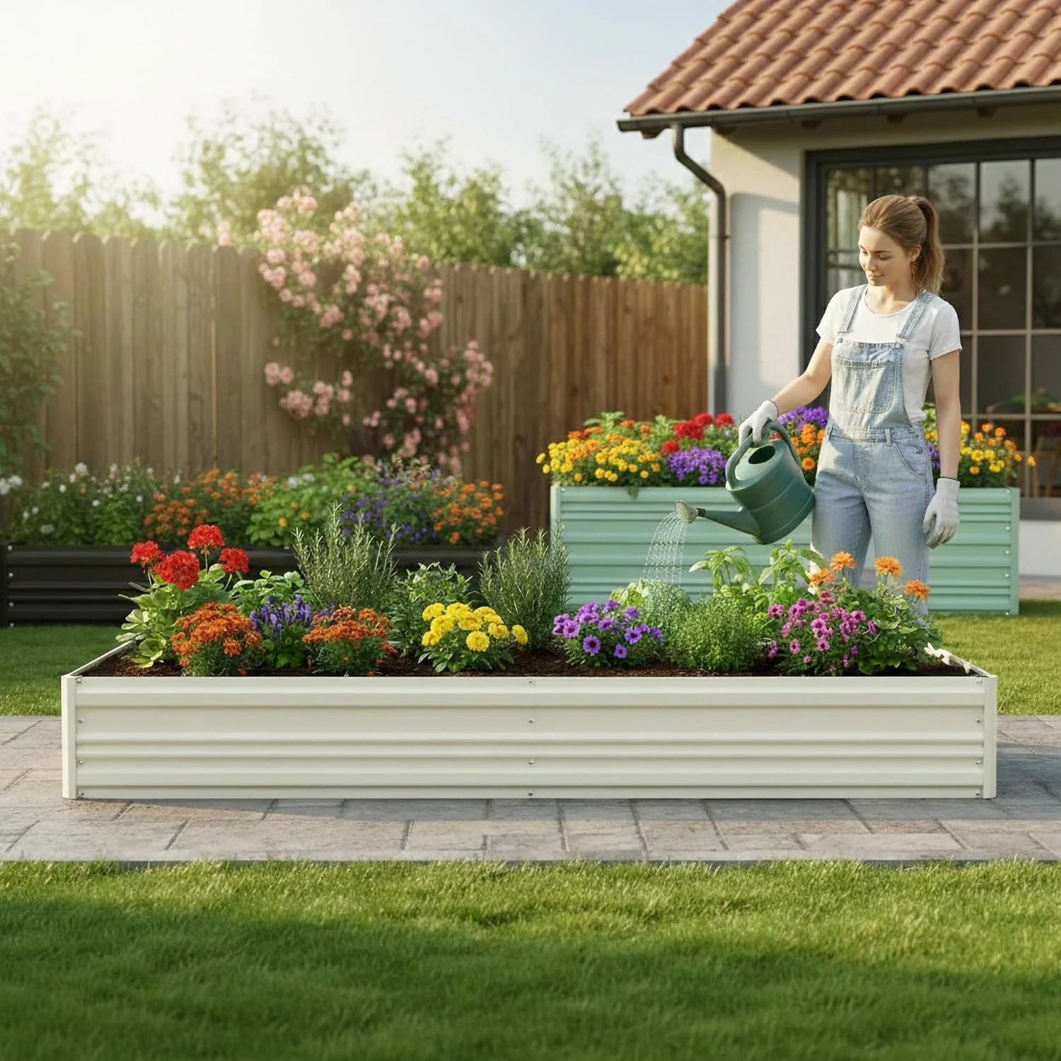 WORKPRO 7.5x4x1ft Outdoor Galvanized Metal Raised Garden Bed, White, 2PK - Image 9