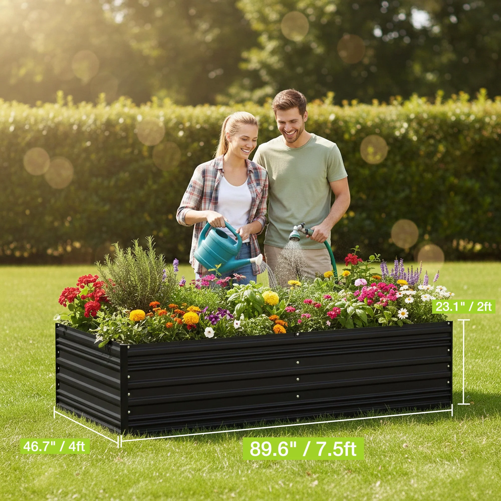 WORKPRO 7.5x4x2ft Outdoor Galvanized Metal Raised Garden Bed, Black - Image 10