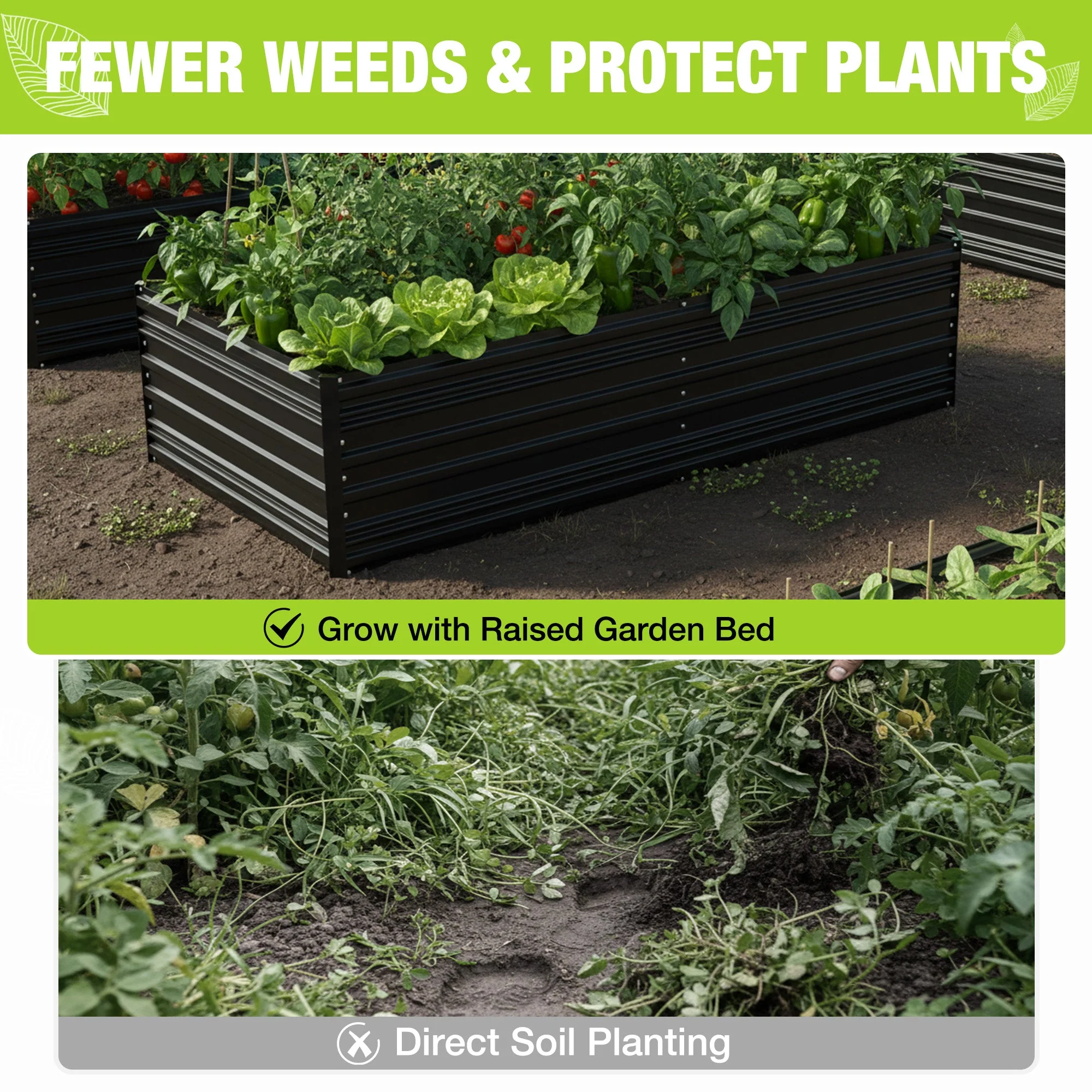 WORKPRO 7.5x4x2ft Outdoor Galvanized Metal Raised Garden Bed, Black - Image 5