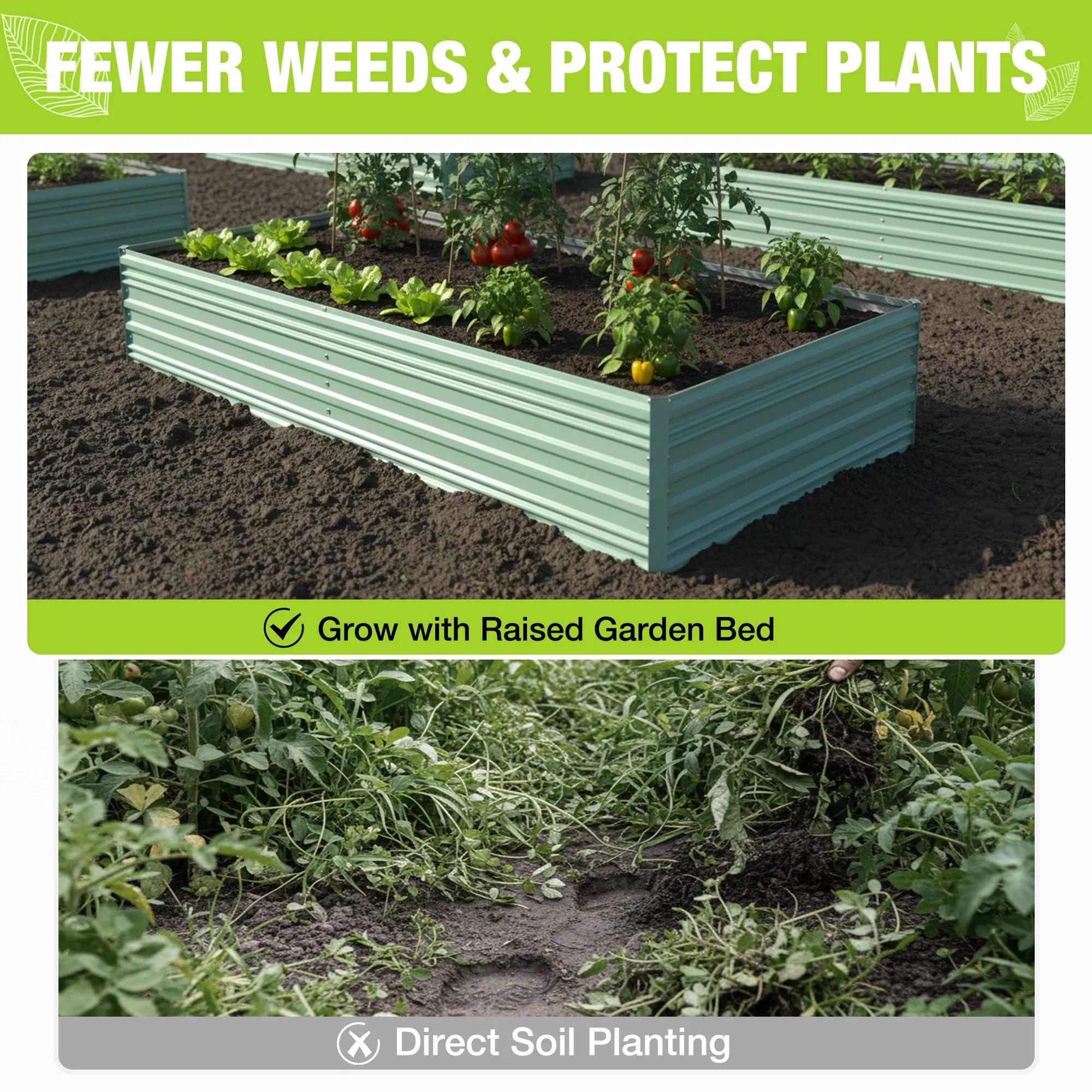 WORKPRO 7.5x4x2ft Outdoor Galvanized Metal Raised Garden Bed, Green - Image 5