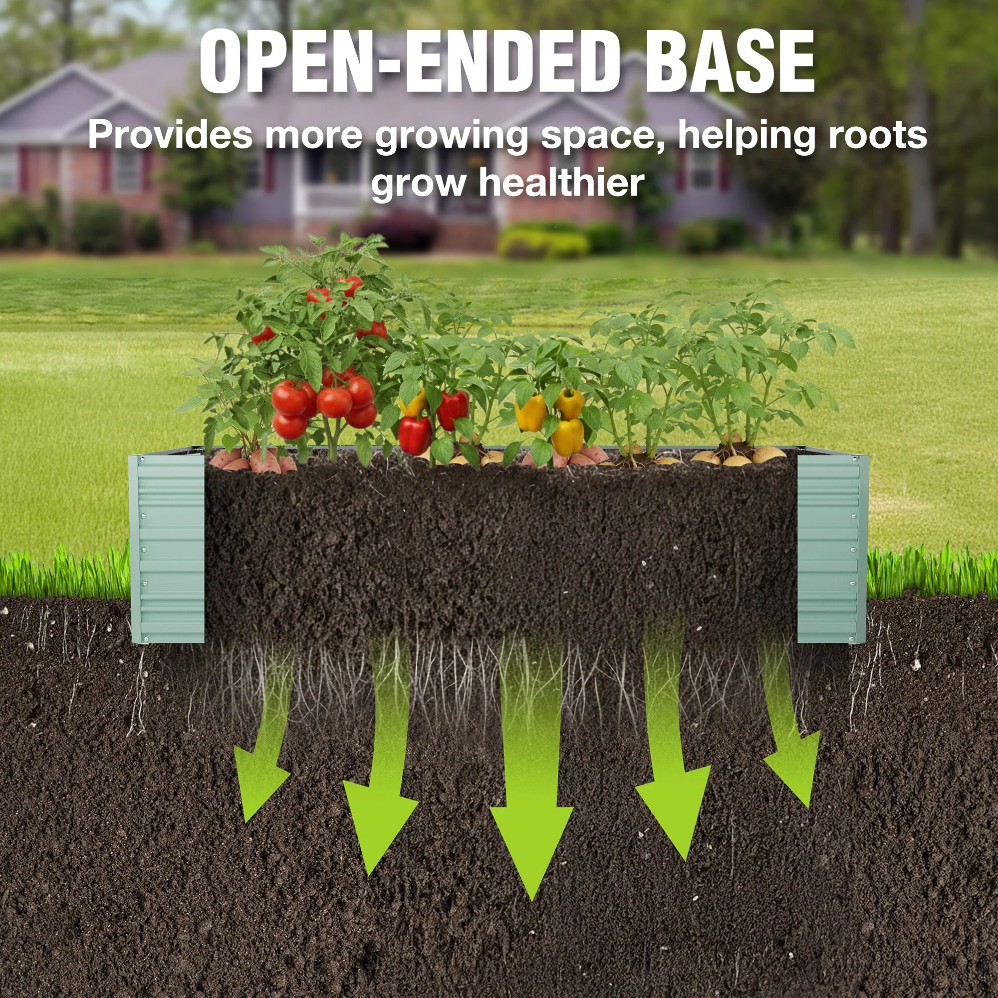 WORKPRO 7.5x4x2ft Outdoor Galvanized Metal Raised Garden Bed, Green - Image 6