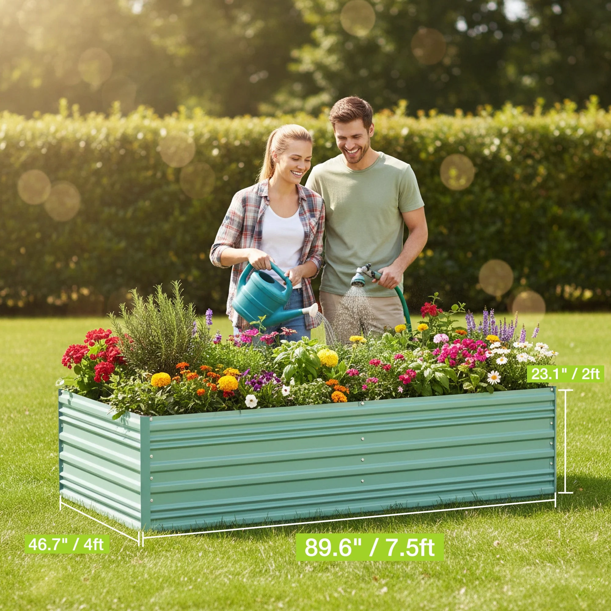 WORKPRO 7.5x4x2ft Outdoor Galvanized Metal Raised Garden Bed, Green - Image 9