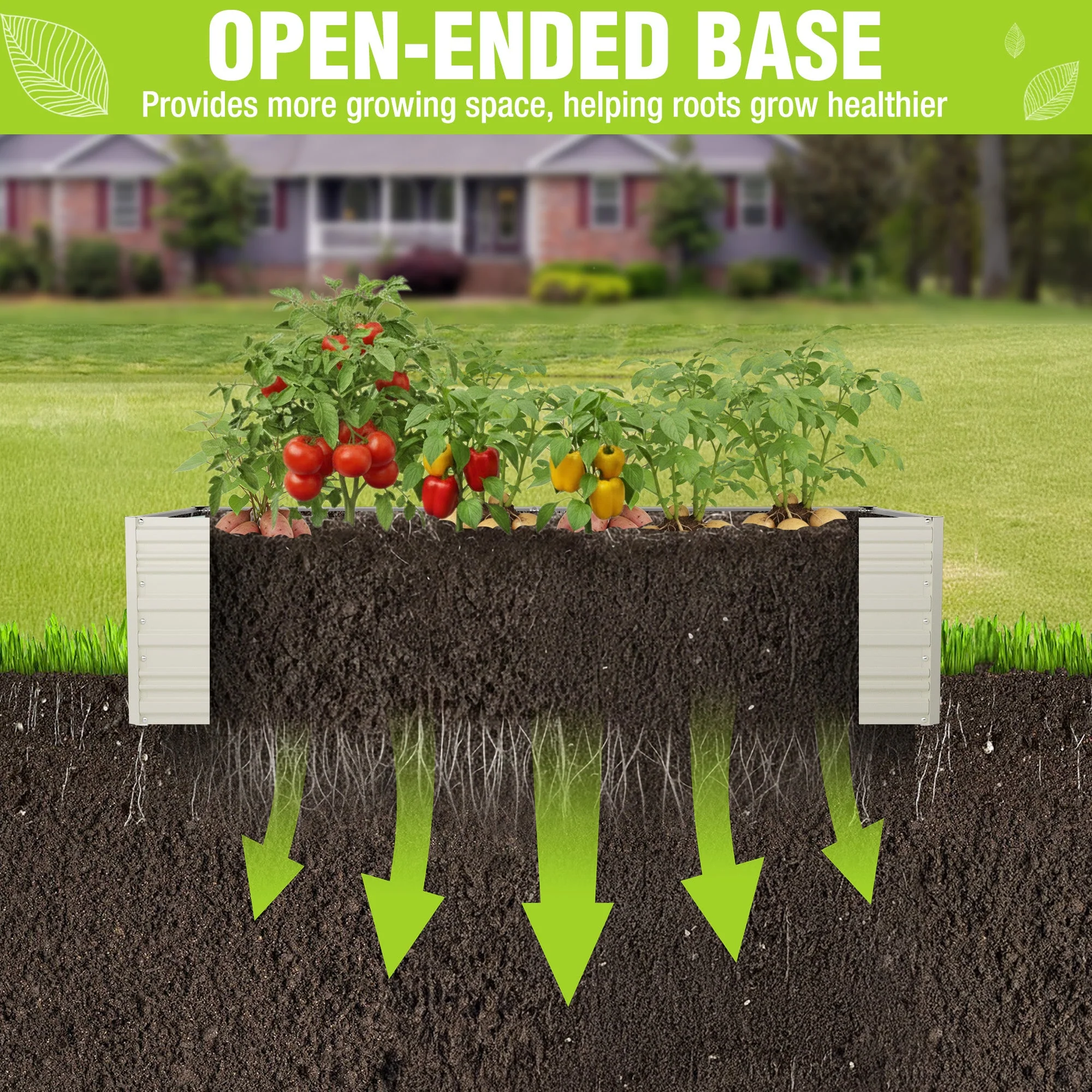 WORKPRO 7.5x4x2ft Outdoor Galvanized Metal Raised Garden Bed, White - Image 4