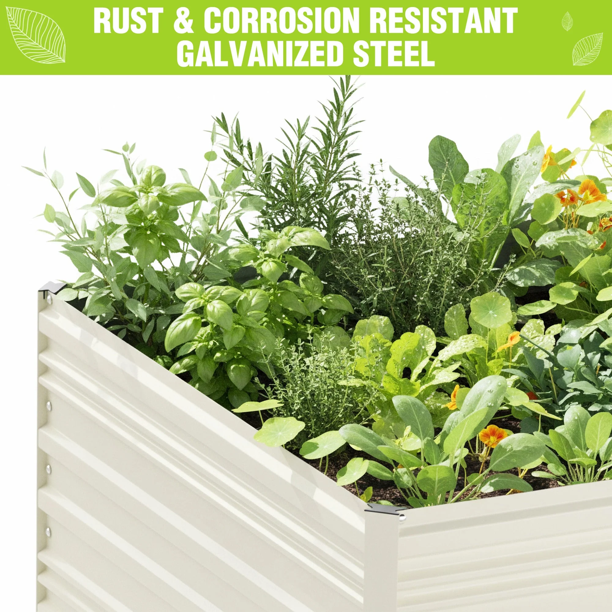 WORKPRO 7.5x4x2ft Outdoor Galvanized Metal Raised Garden Bed, White - Image 5