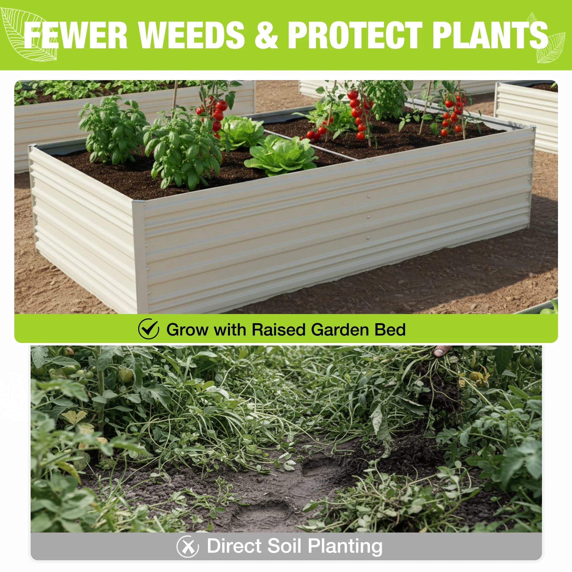 WORKPRO 7.5x4x2ft Outdoor Galvanized Metal Raised Garden Bed, White - Image 6