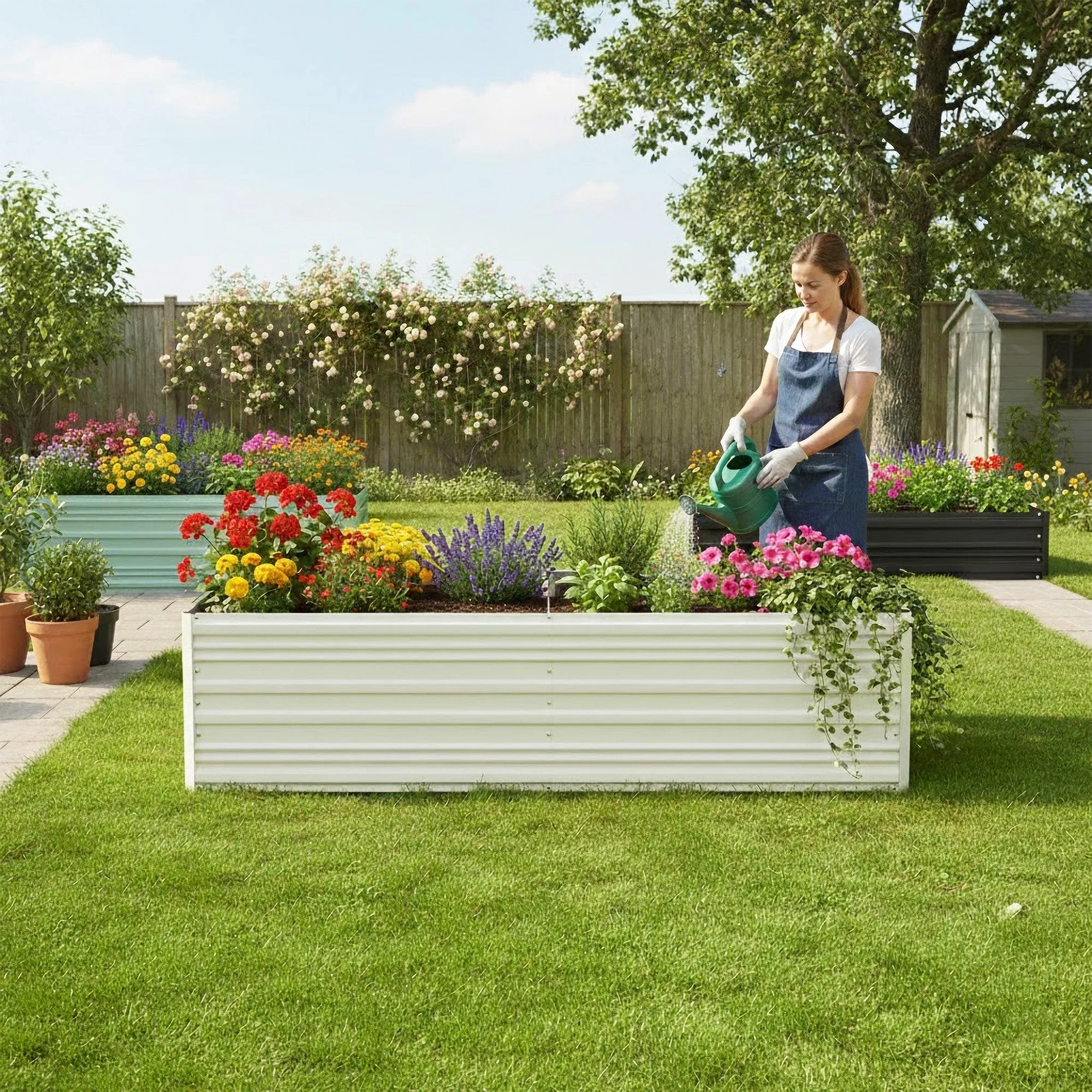WORKPRO 7.5x4x2ft Outdoor Galvanized Metal Raised Garden Bed, White - Image 8