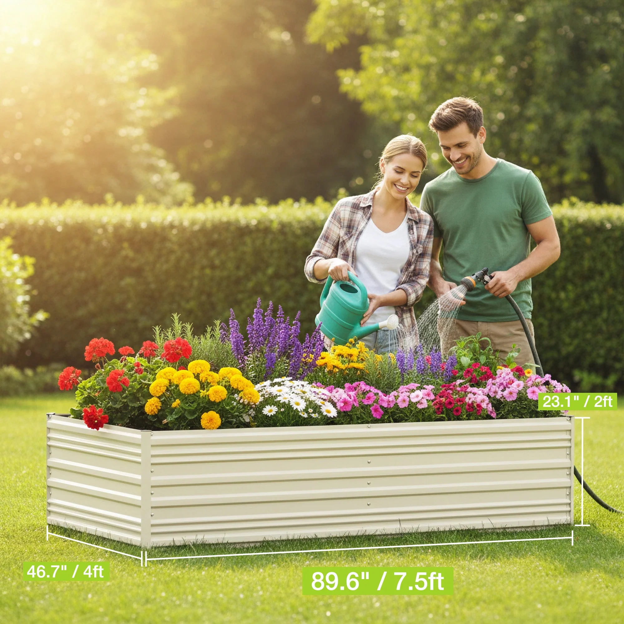 WORKPRO 7.5x4x2ft Outdoor Galvanized Metal Raised Garden Bed, White - Image 9
