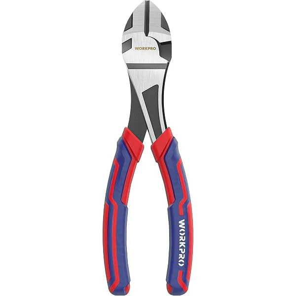 WORKPRO 7-Inch Diagonal Pliers in CRV Steel for Cutting Wires, Bi-material Handle Comfort Grip