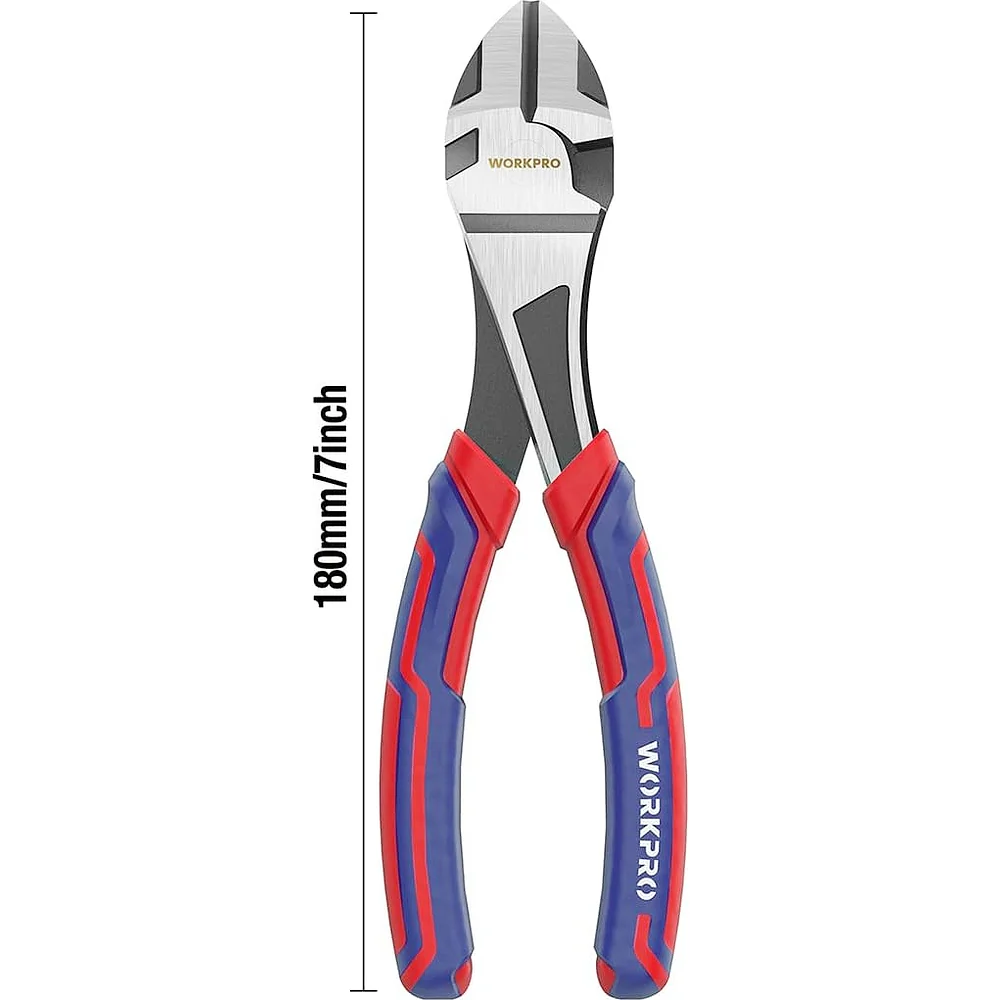 WORKPRO 7-Inch Diagonal Pliers in CRV Steel for Cutting Wires, Bi-material Handle Comfort Grip - Image 2