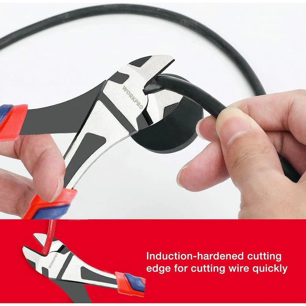 WORKPRO 7-Inch Diagonal Pliers in CRV Steel for Cutting Wires, Bi-material Handle Comfort Grip - Image 7