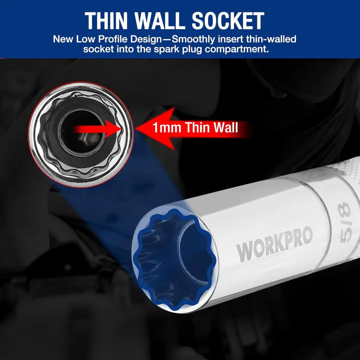 WORKPRO 7 PCS Magnetic Swivel Spark Plug Socket Set - Image 6