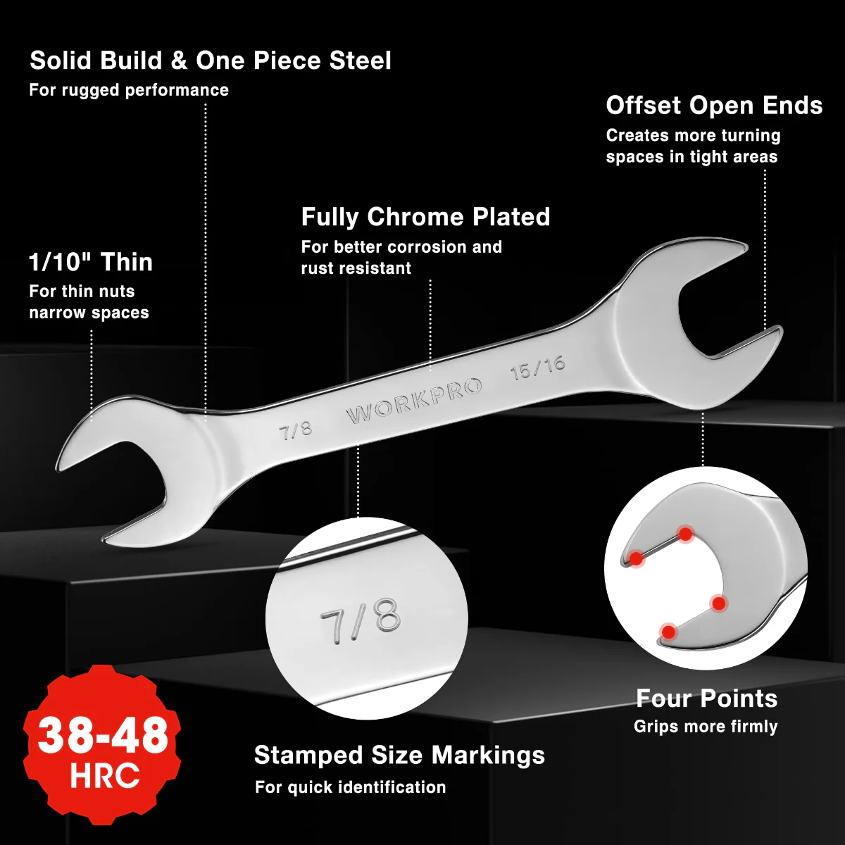 WORKPRO 7 Pcs Metric Super-Thin Wrench Set with Roll-up Organizer Pouch - Image 12
