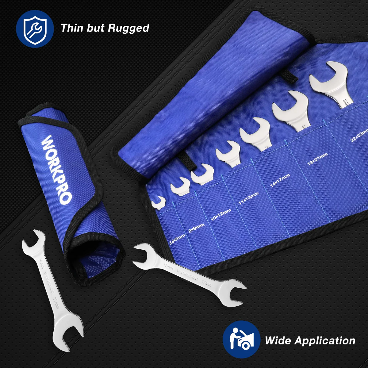 WORKPRO 7 Pcs Metric Super-Thin Wrench Set with Roll-up Organizer Pouch - Image 9