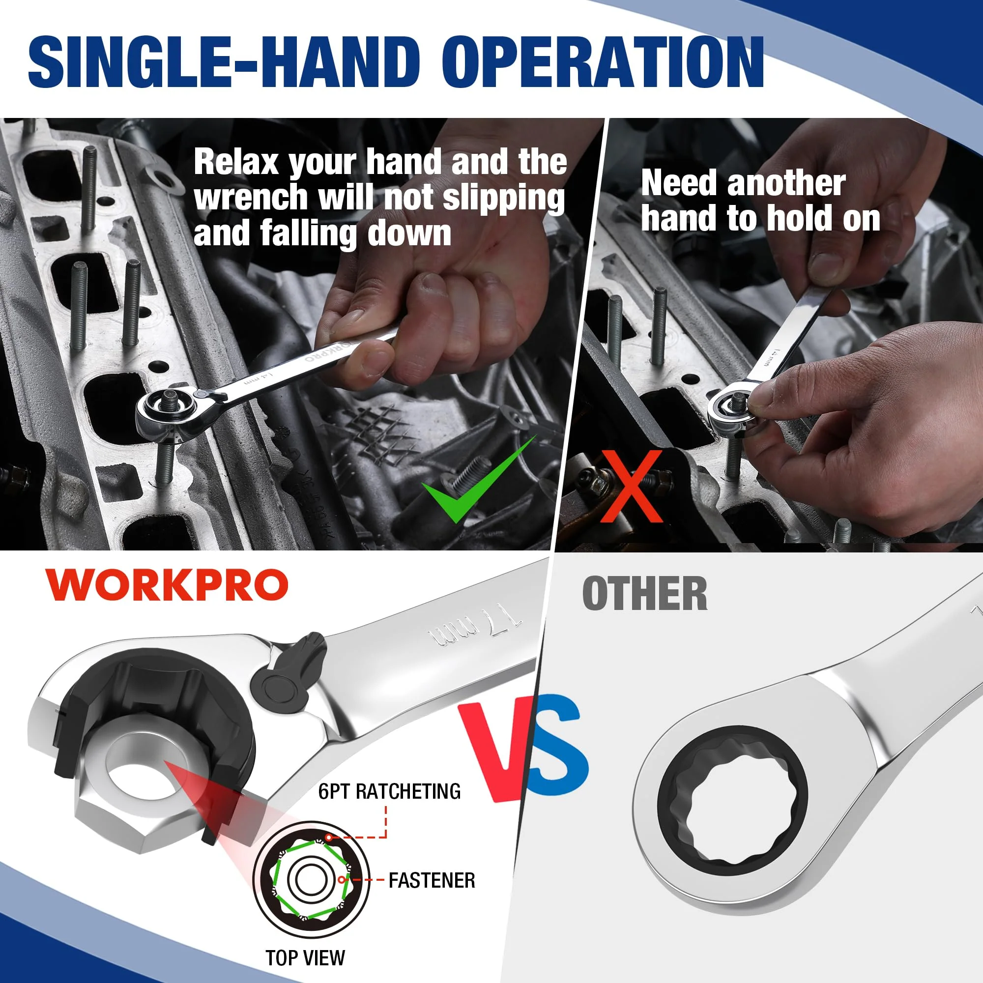 WORKPRO 7-Piece 3-in-1 Reversible Ratchet Wrench Set - Image 13