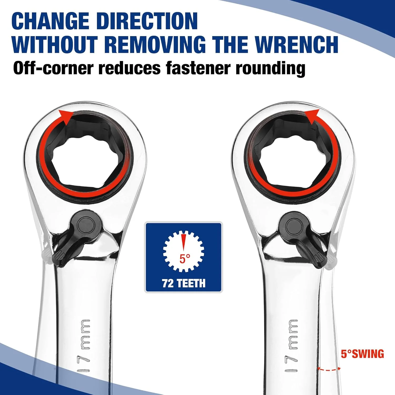 WORKPRO 7-Piece 3-in-1 Reversible Ratchet Wrench Set - Image 5