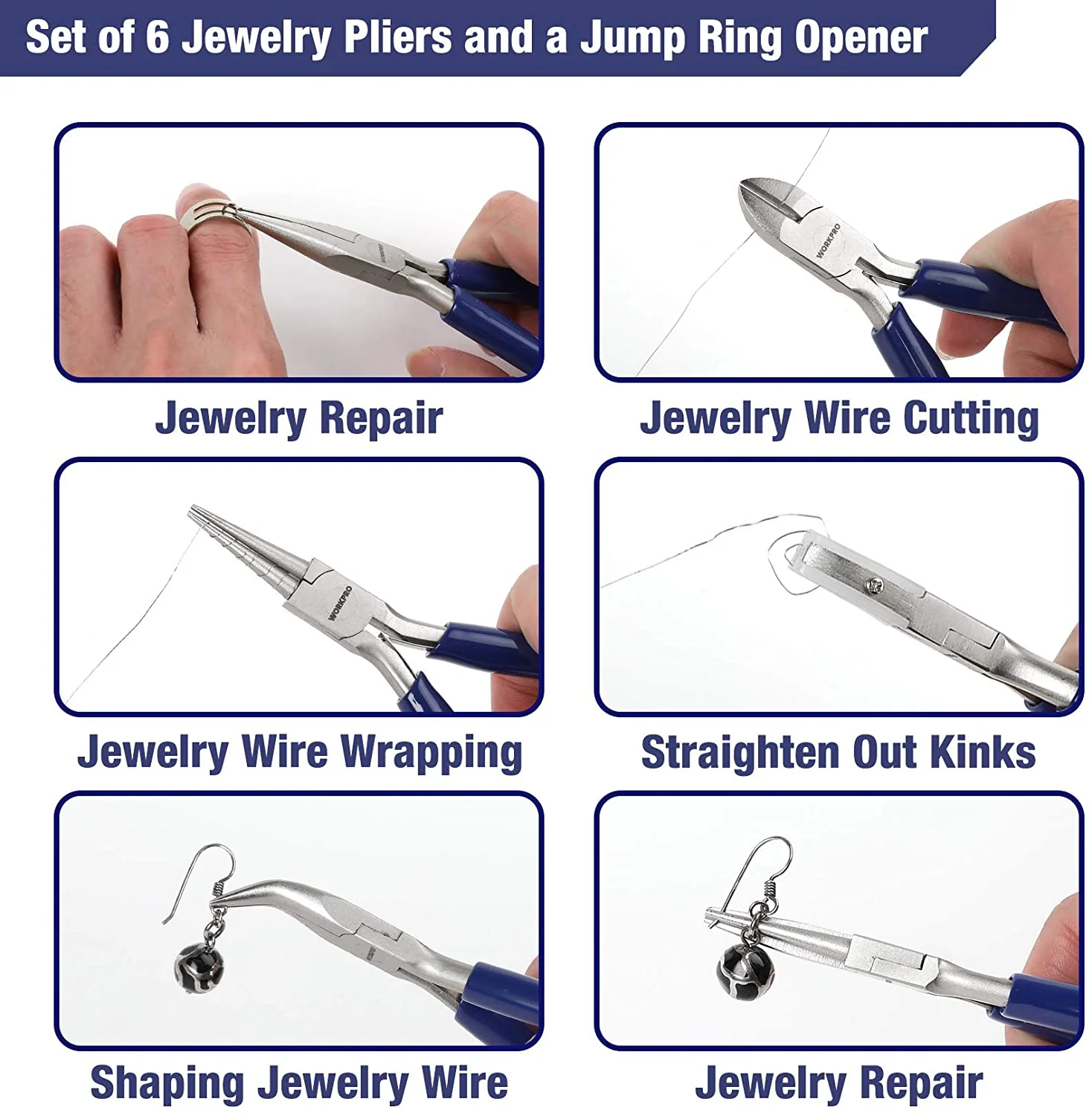 WORKPRO 7 Pcs Jewelry Pliers Set for Jewelry Making Tools with Easy Carrying Pouch - Image 4