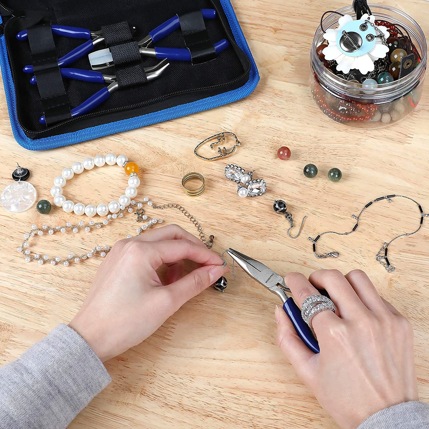 WORKPRO 7 Pcs Jewelry Pliers Set for Jewelry Making Tools with Easy Carrying Pouch - Image 6