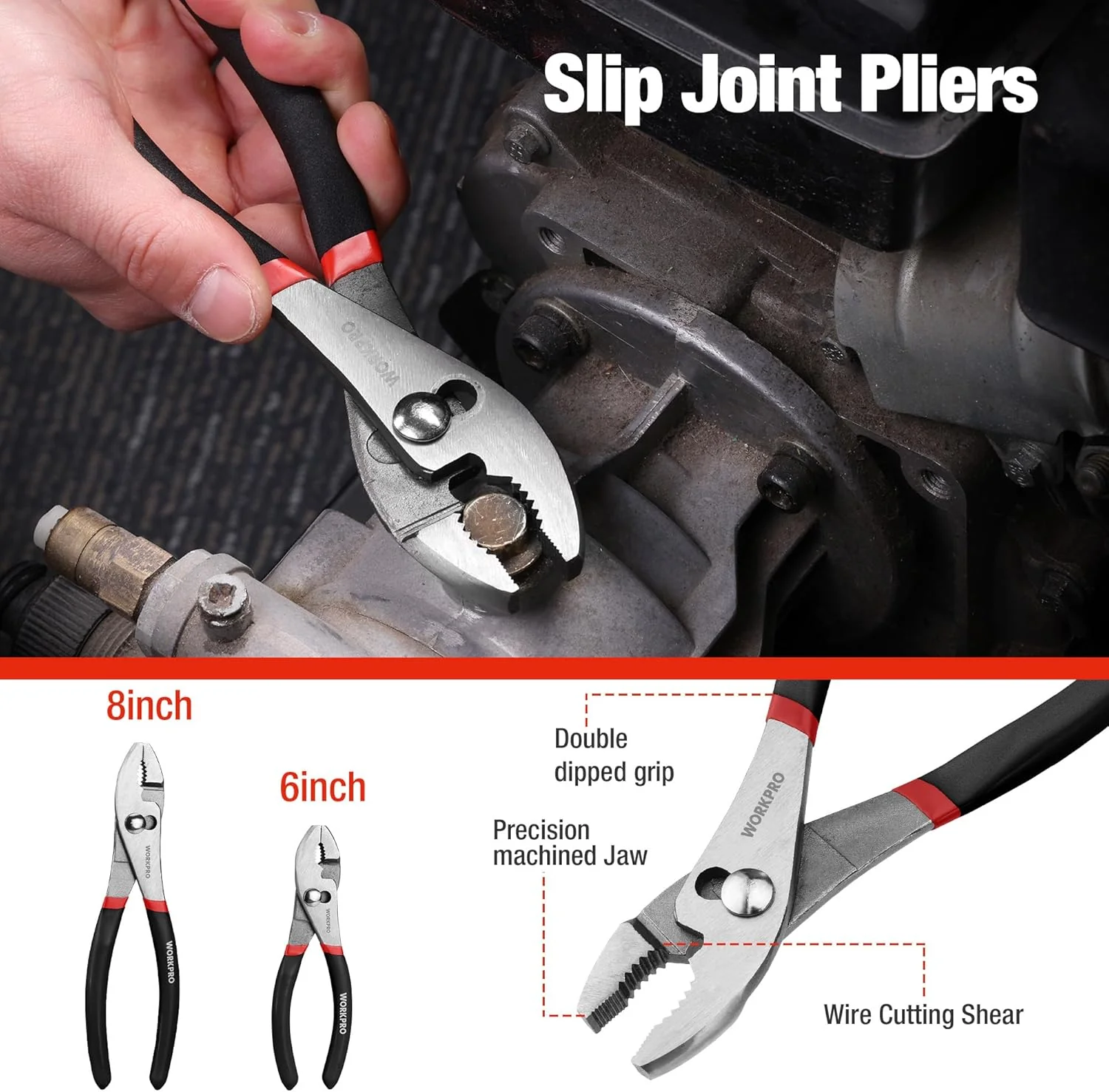 WORKPRO 7-piece Pliers Set, Black | Groove Joint Piler, Long Nose Piler, Slip Joint Piler, Linesman Piler, Diagonal Pliers for DIY & Home Use - Image 3
