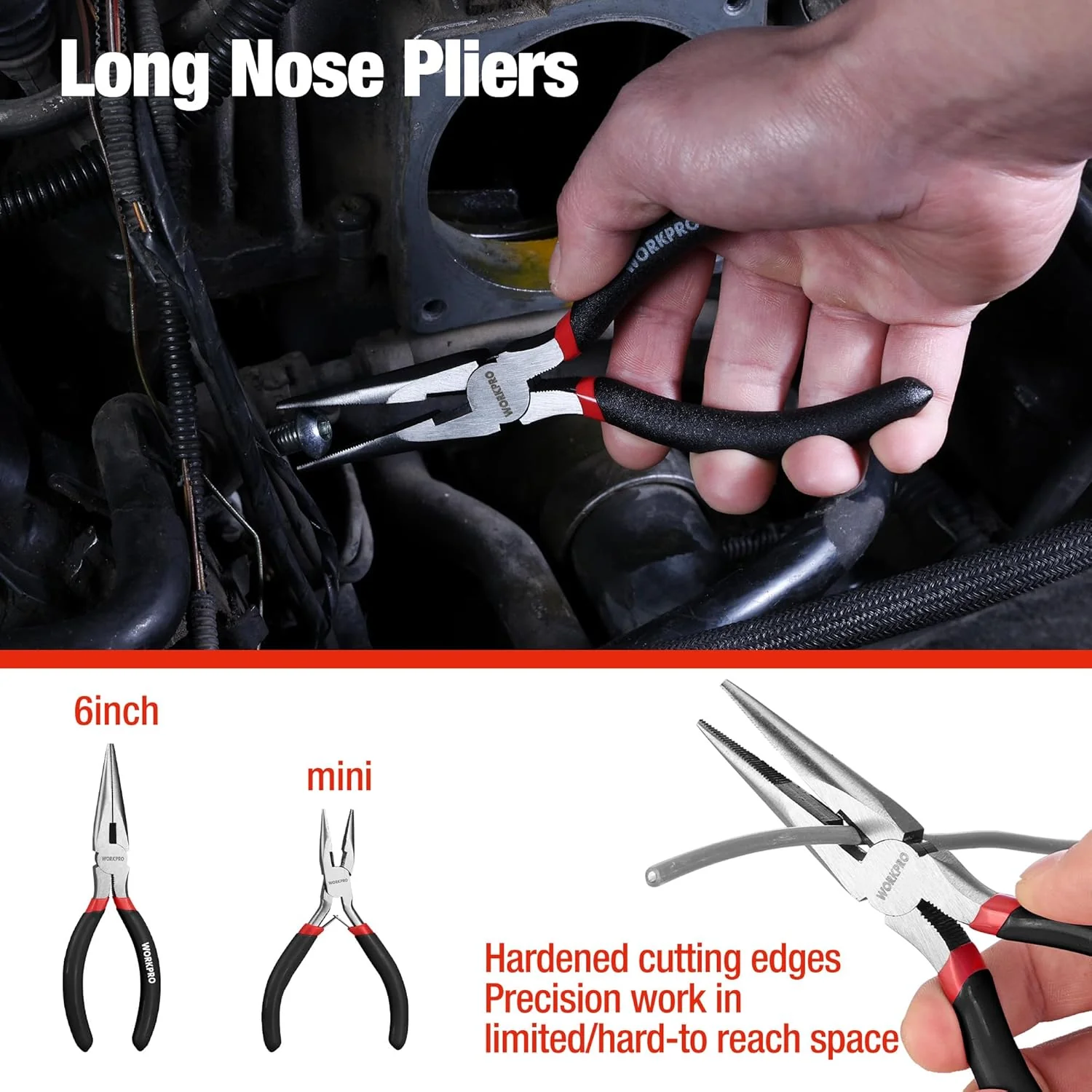 WORKPRO 7-piece Pliers Set, Black | Groove Joint Piler, Long Nose Piler, Slip Joint Piler, Linesman Piler, Diagonal Pliers for DIY & Home Use - Image 6