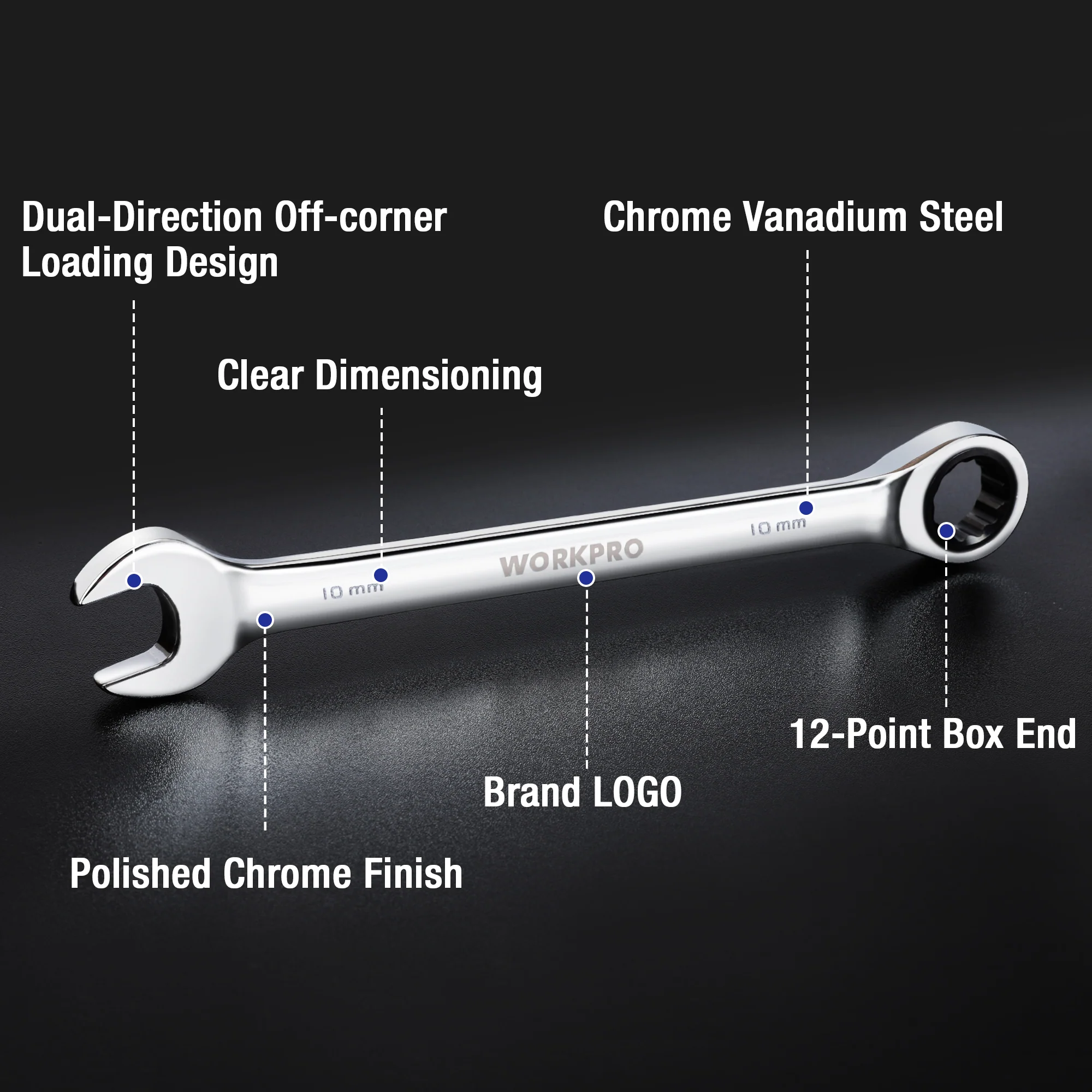 WORKPRO 7-Piece Ratcheting Combination Wrench Set - Image 3