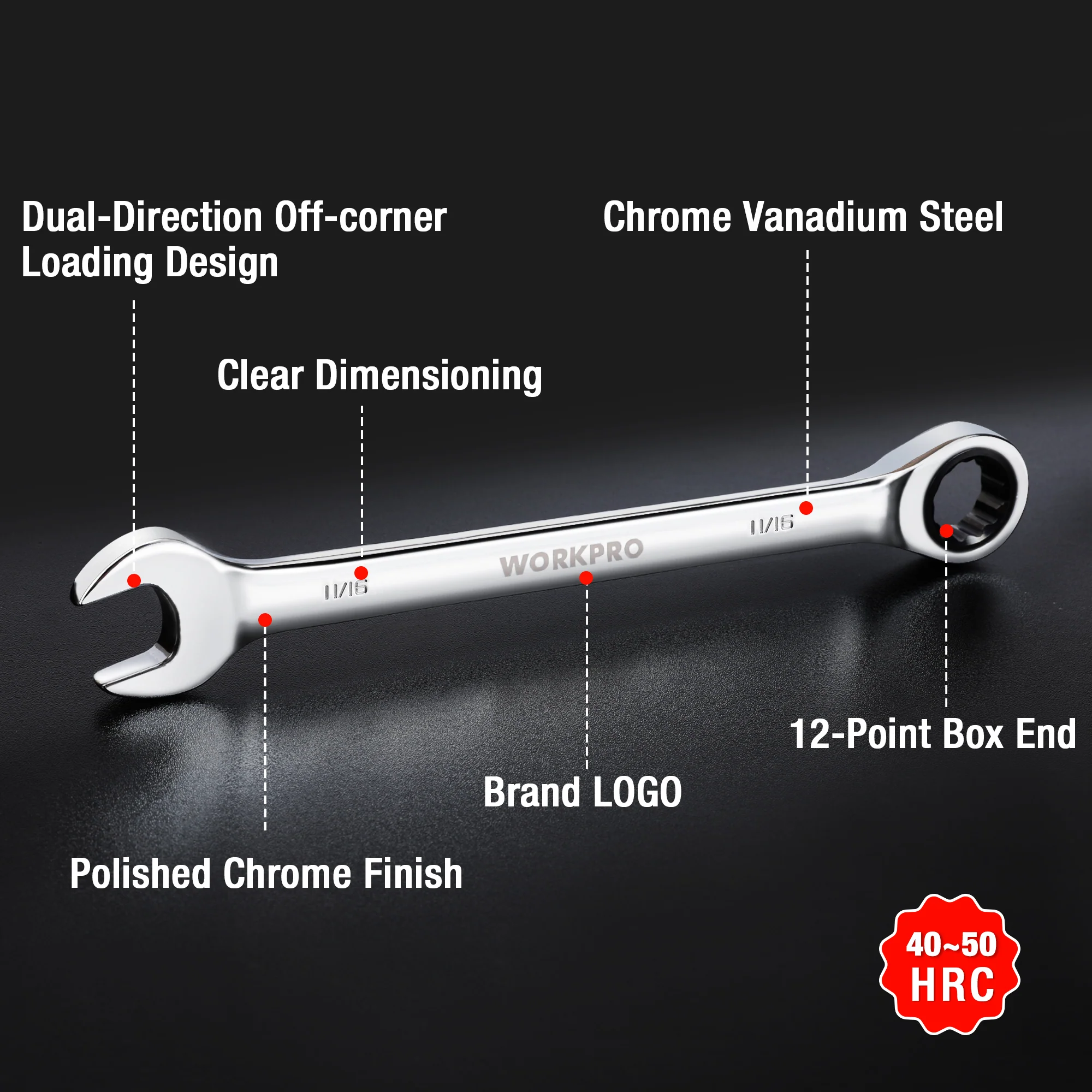 WORKPRO 7-Piece Ratcheting Combination Wrench Set - Image 9