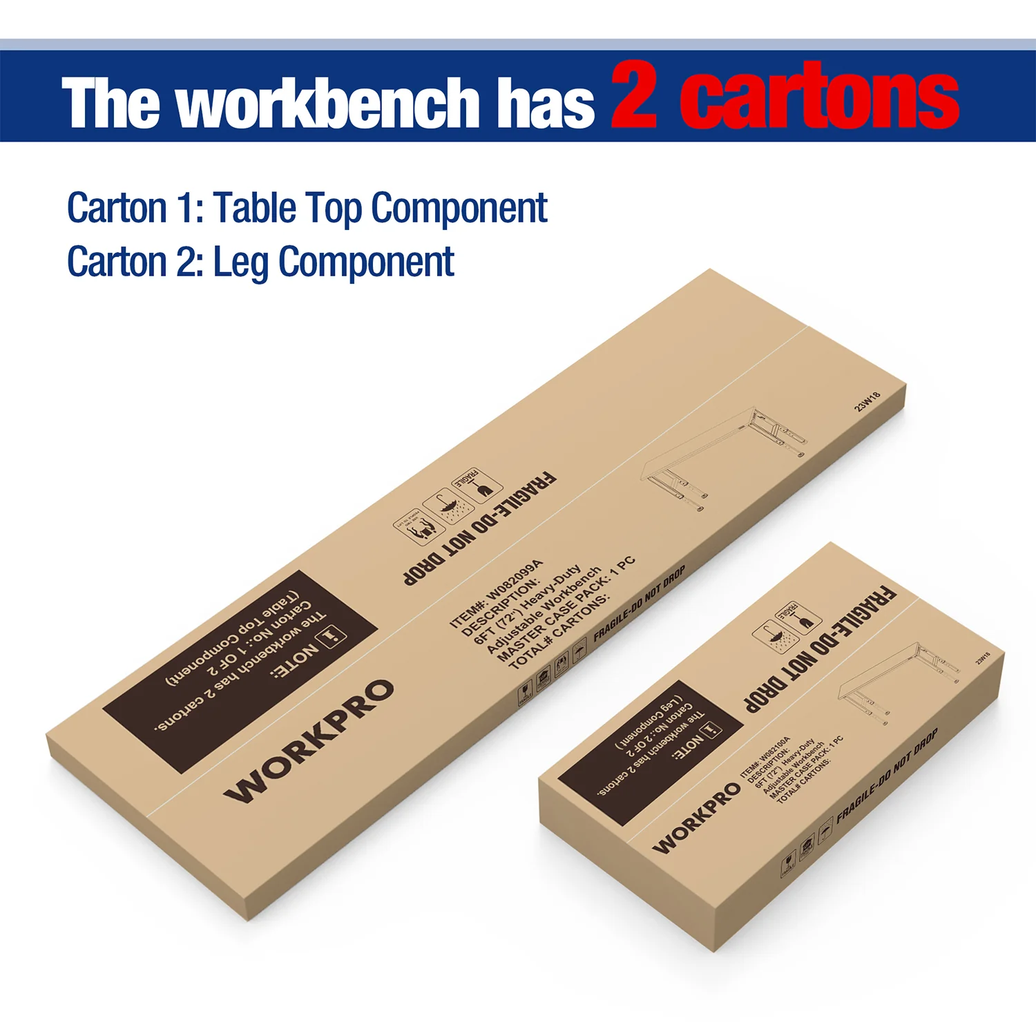 WORKPRO 72" Adjustable Workbench 3000 LBS Load Capacity Hardwood Worktable with Power Outlets - Image 7
