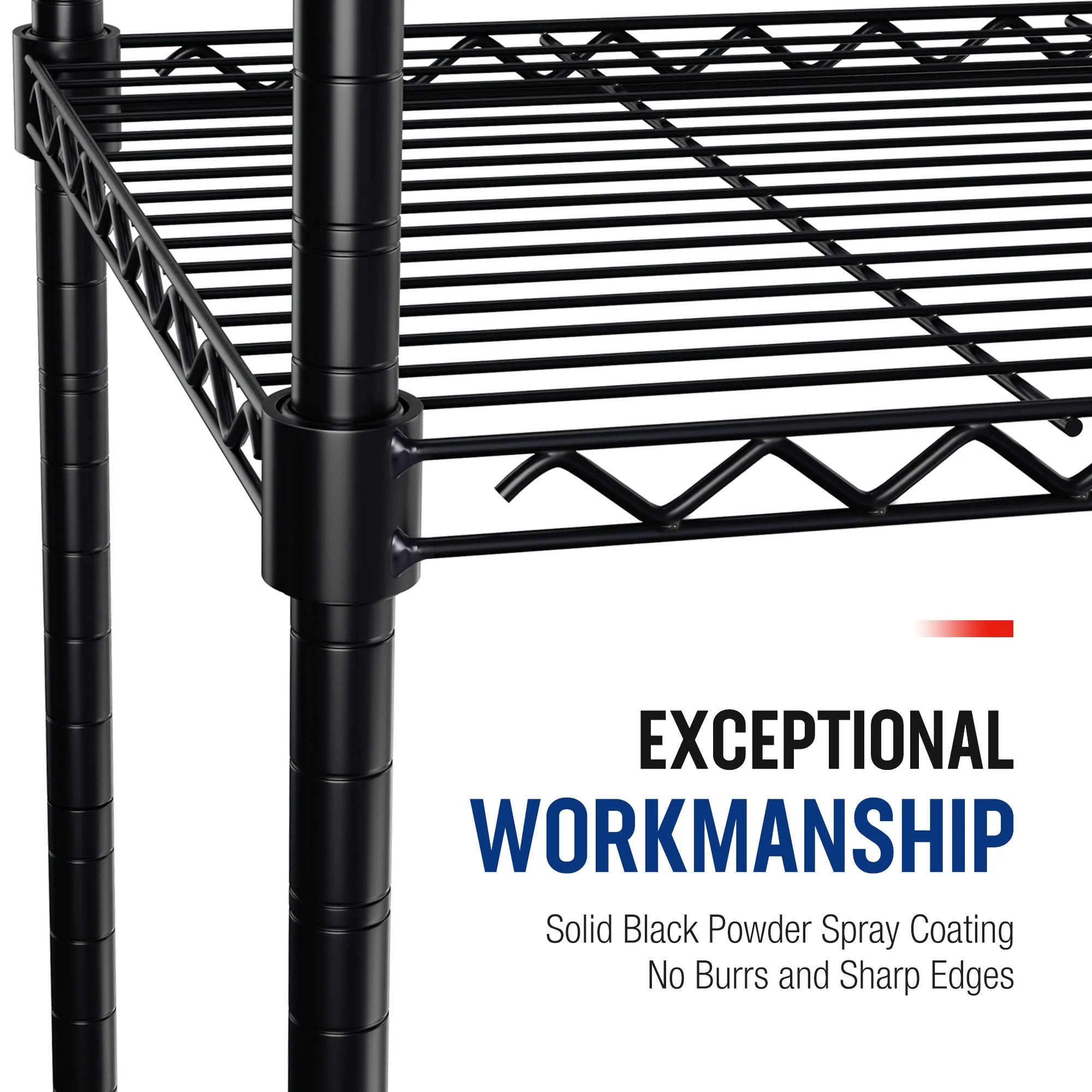 WORKPRO 750lbs Storage Shelves, 5 Tier Metal Shelving Unit, Garage Wire Rack, Standing Adjustable Shelves with Hooks for Pantry Closet Kitchen Basement, 30" W x 14" D x 60" H - Image 5