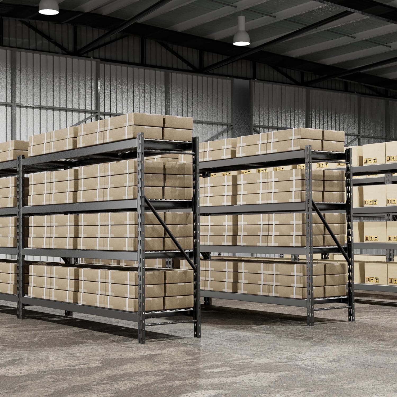 WORKPRO 77" W X 24" D X 72" H, 4-Tier Black Extra-Wide Adjustable 8000LBS Garage Storage Shelves for Warehouse, Basement - Image 9
