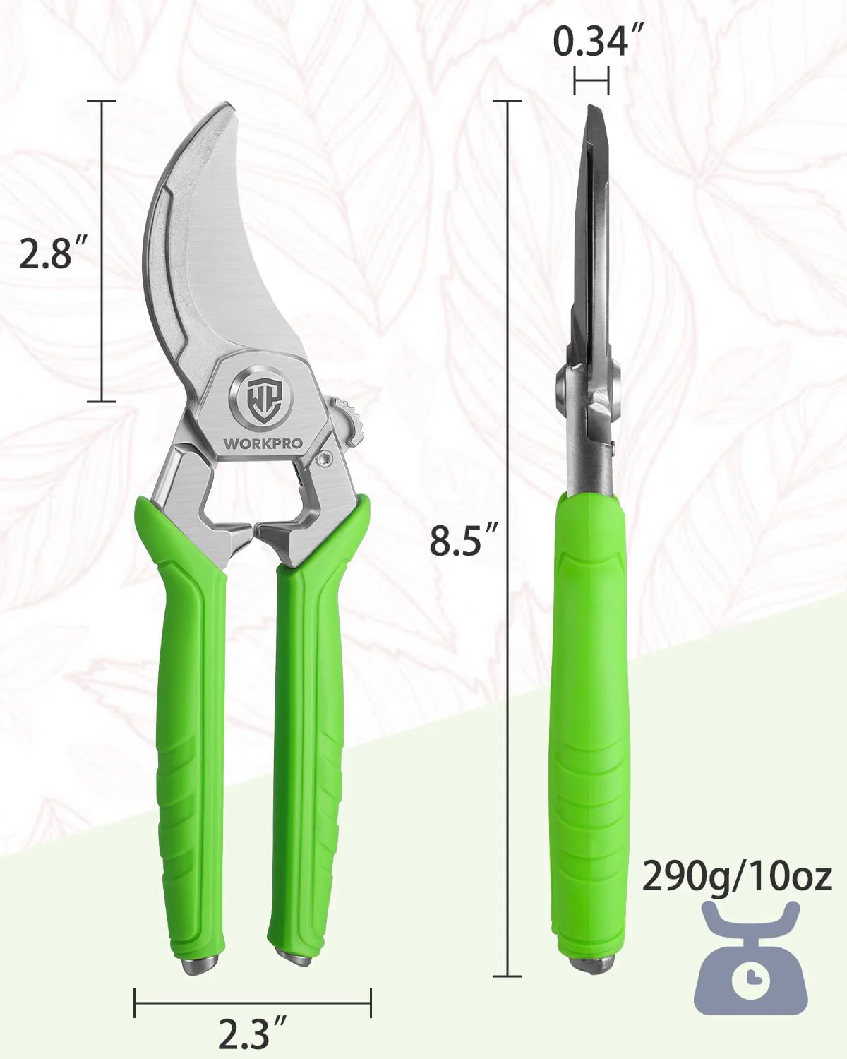 WORKPRO 8.5" Bypass Pruning Shears, Professional Forged Garden Shears | Forged Stainless Steel Blades, 3/4" Cut Capacity, Spring-Loaded, Safety Lock, Hand Pruner for Trimming, Bonsai, Flowers - Image 3