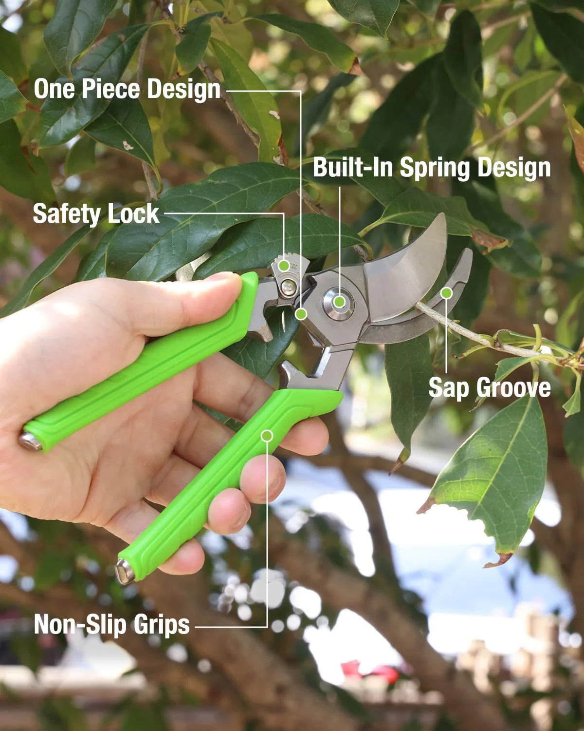 WORKPRO 8.5" Bypass Pruning Shears, Professional Forged Garden Shears | Forged Stainless Steel Blades, 3/4" Cut Capacity, Spring-Loaded, Safety Lock, Hand Pruner for Trimming, Bonsai, Flowers - Image 5