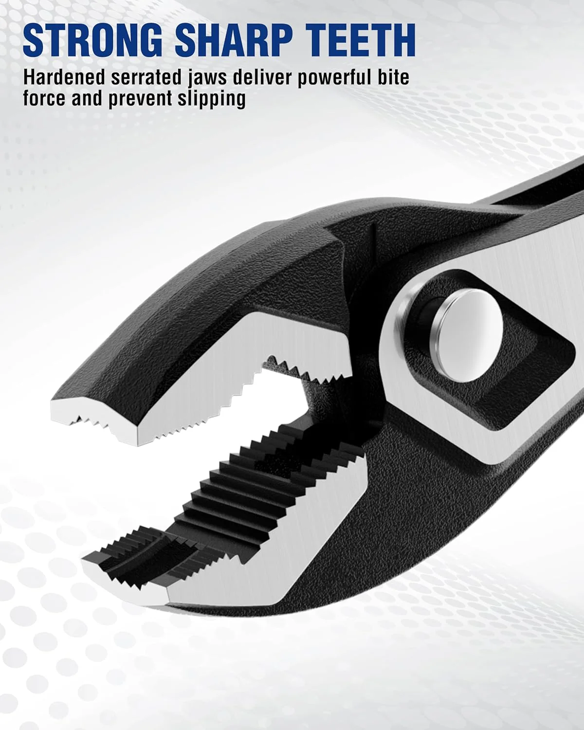 WORKPRO 8.5 Inch Slip Joint Pliers, Heavy Duty Carbon Steel Plier Tools | 4-Modes Adjustment, TPR Handle, Box-joint Design, Diamond-Grip Jaws with Nail Puller Teeth For Maximum Grip - Image 4