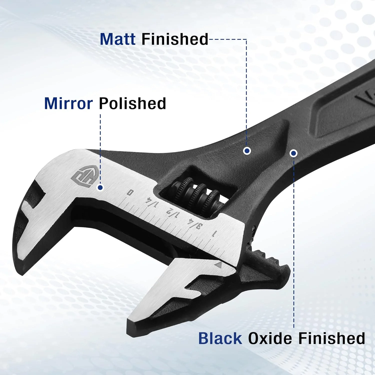 WORKPRO 8" Adjustable Wrench, Black Oxide Wrench 8 Inch with Inch/Metric Scale, Premium Cr-V Steel - Image 2
