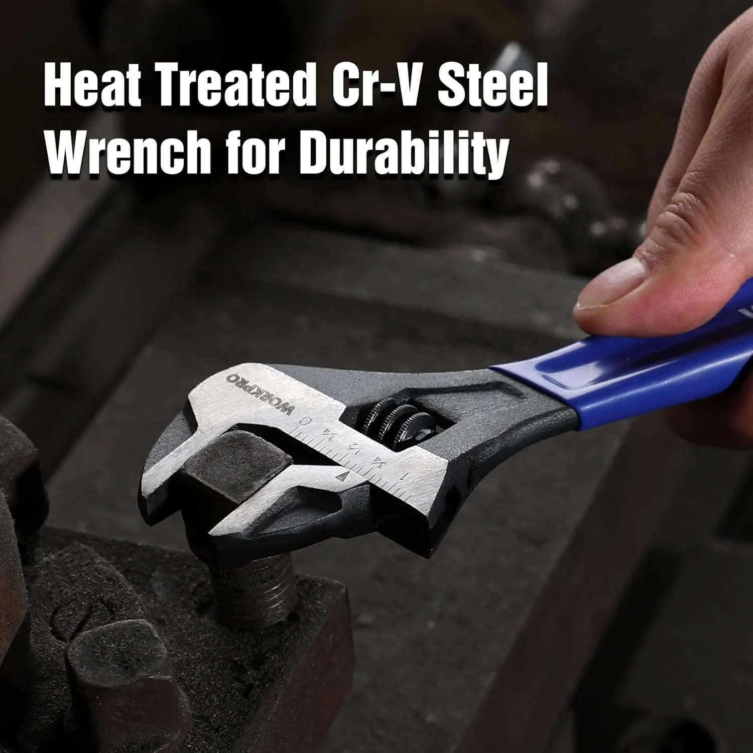 WORKPRO 8-Inch Adjustable Wrench, Cr-V Steel Wide Jaw Black Oxide Wrench, Metric & SAE Scales, for Home, Garage, Workshop and DIY - Image 6